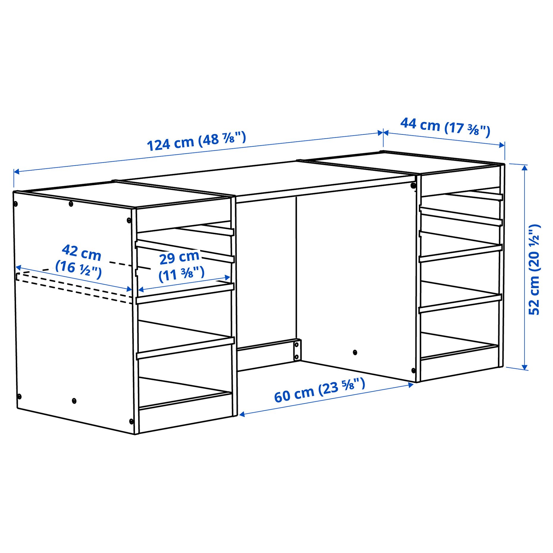TROFAST, desk with shelves, 124x44x52 cm, 596.139.36