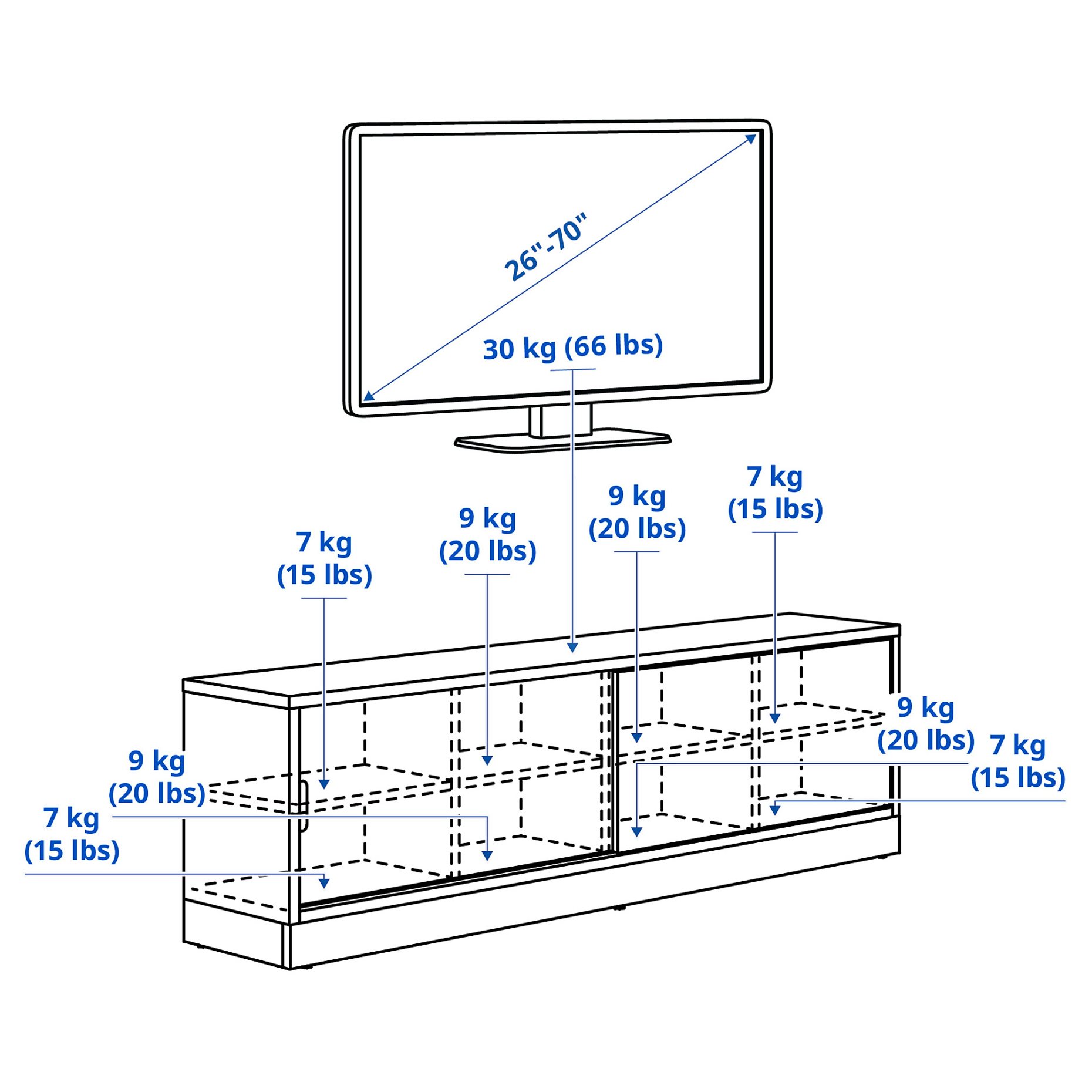 TONSTAD, TV bench, 177x37x56 cm, 604.888.80