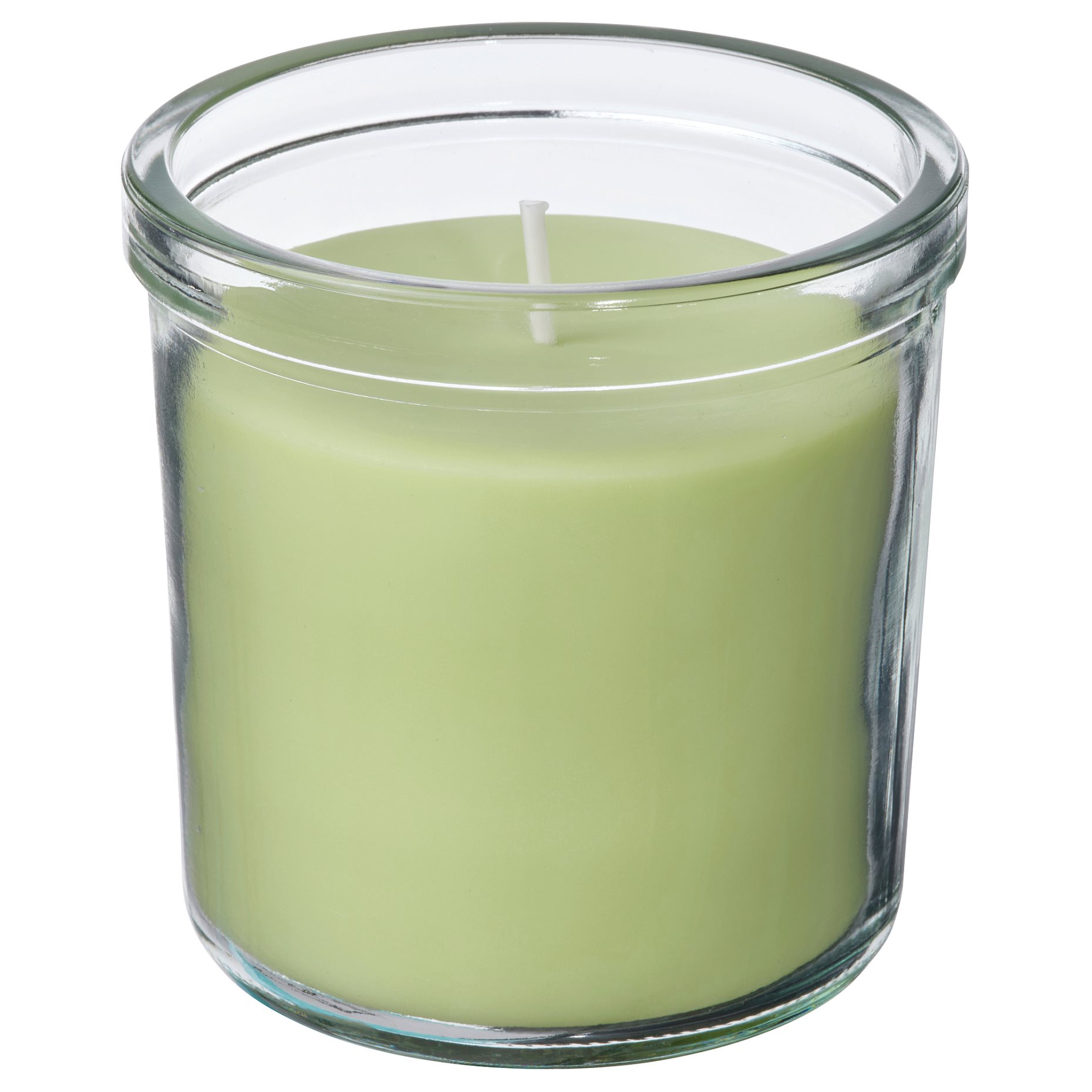 LOVSKOGSLUND, scented candle in glass/apple, 40 hr, 605.820.57