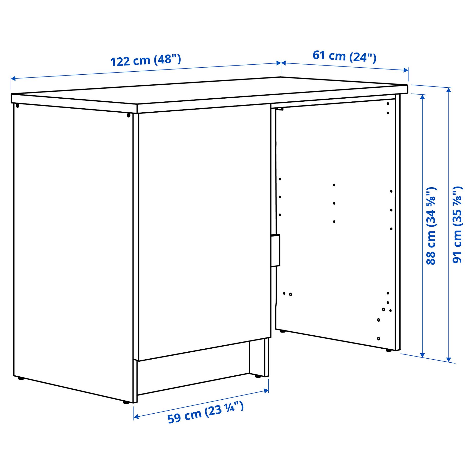 KNOXHULT, base cabinet with door and niche, 120x61x91 cm, 606.040.78