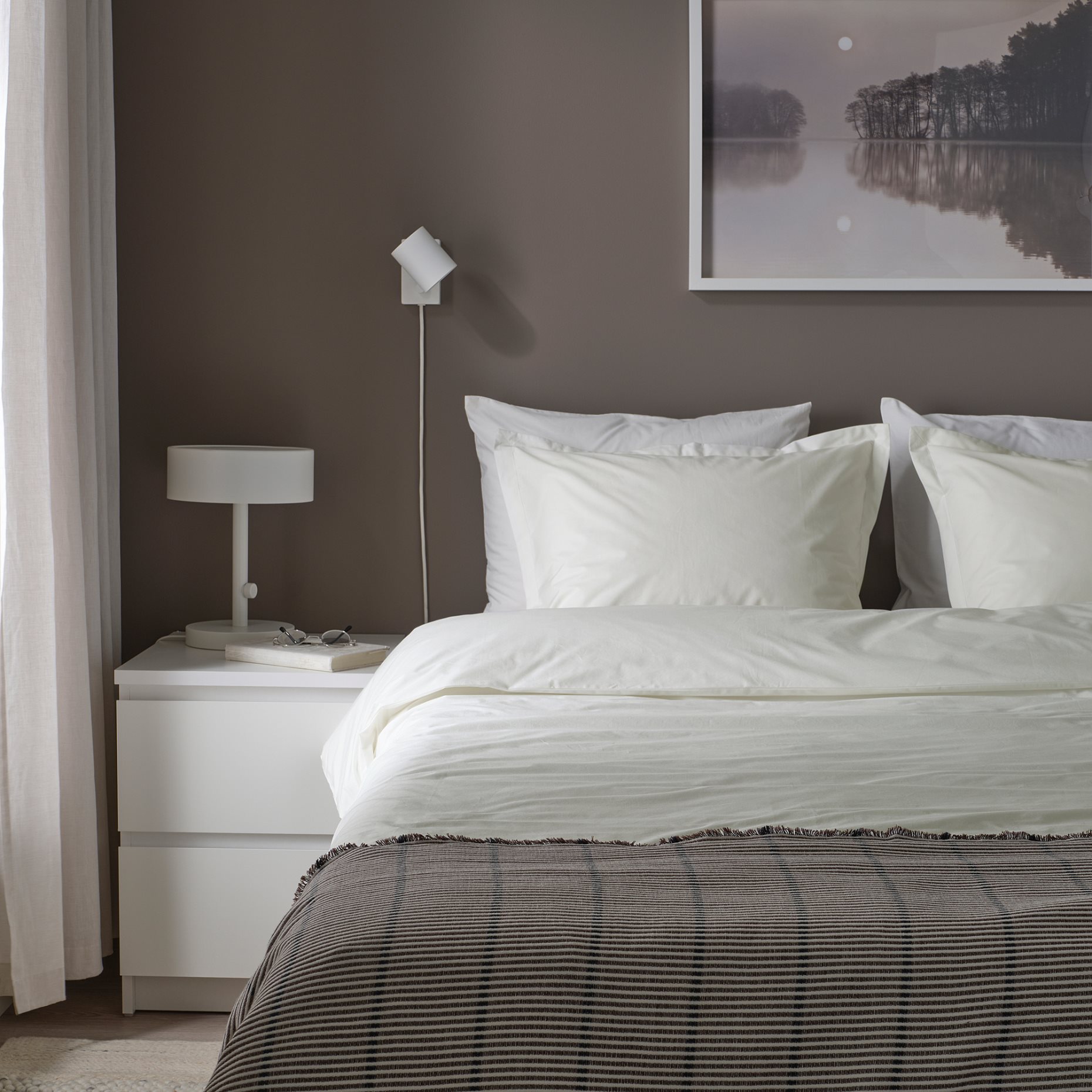 HAMPFLOCKEL, duvet cover and 2 pillowcases, 240x220/50x60 cm, 606.063.79