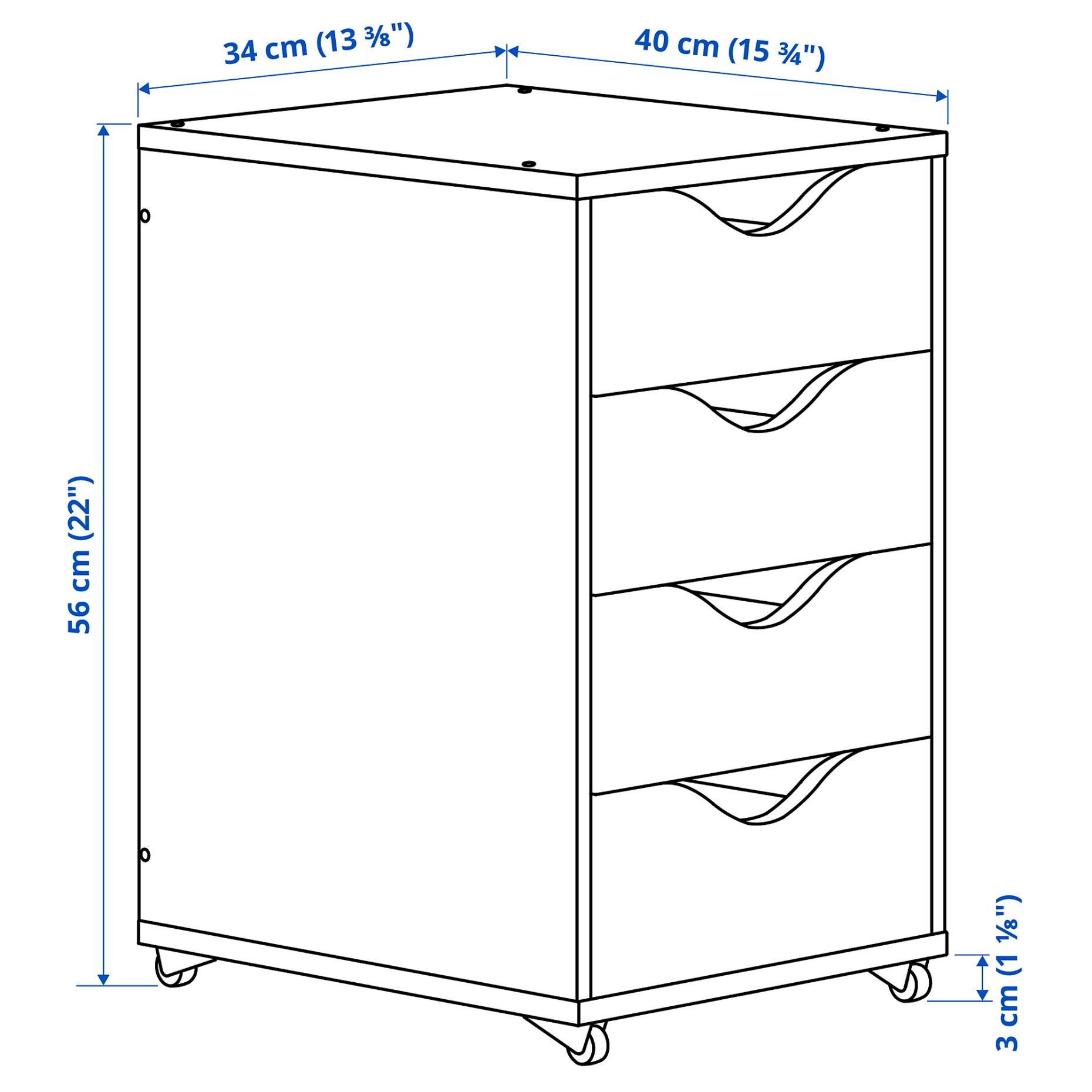 FRIIDROTT, drawer unit on castors, 35x56 cm, 606.090.71