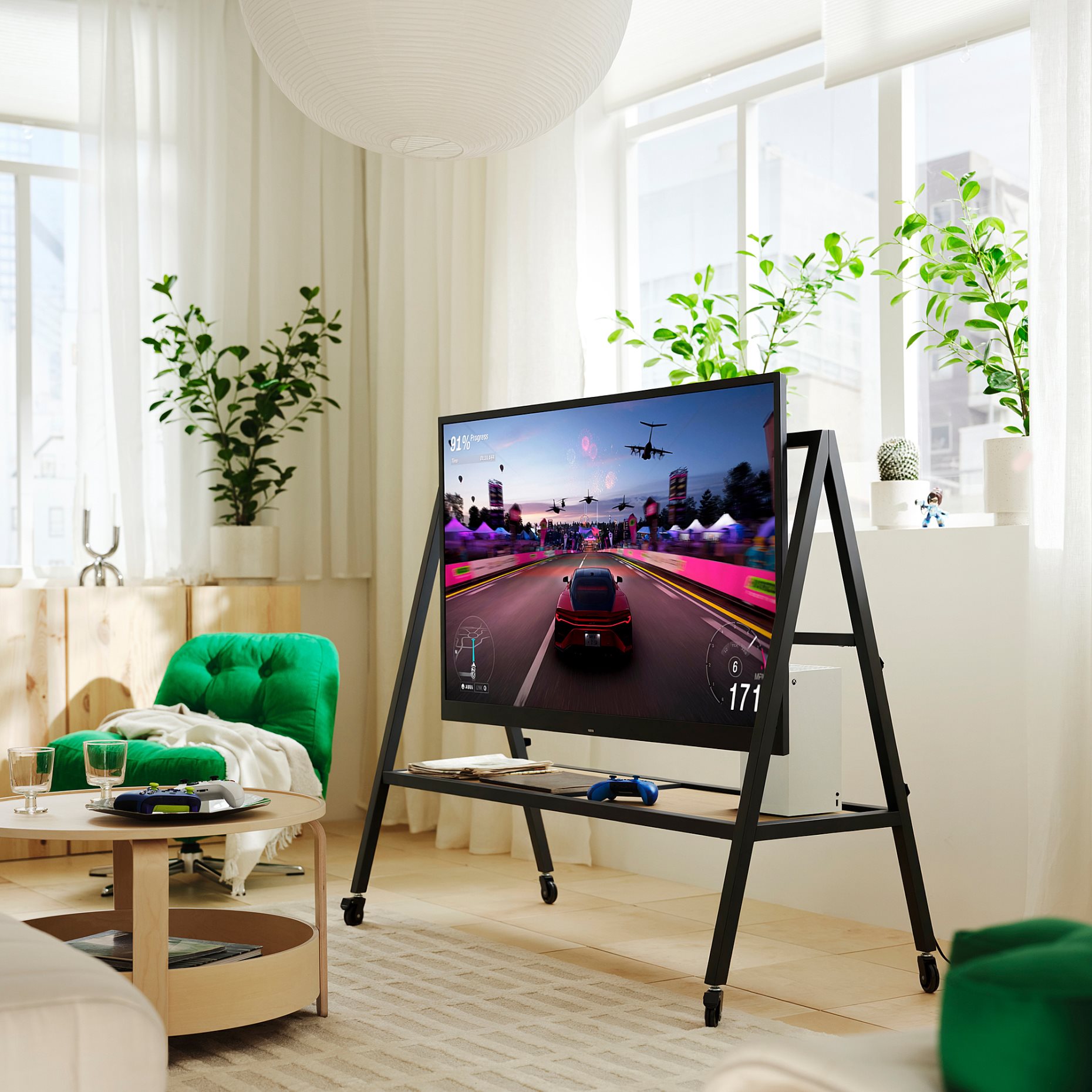 YXSTABY, gaming tv stand on castors, 606.200.02