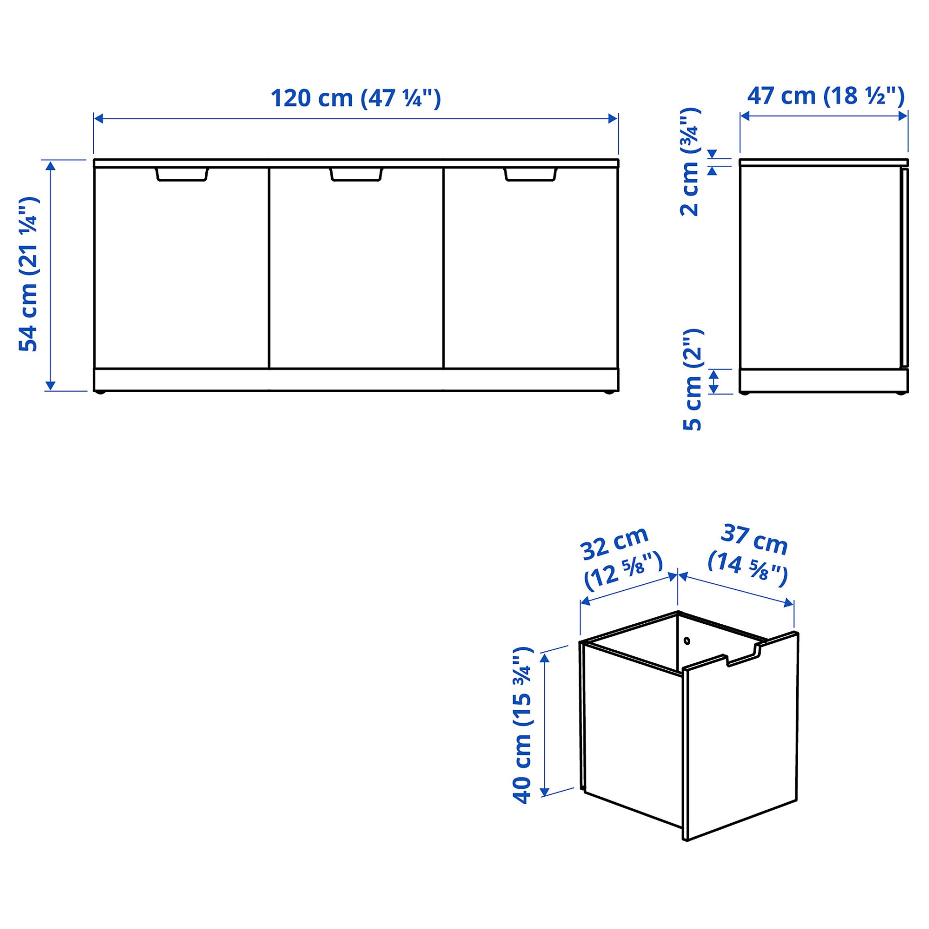 NORDLI, chest of 3 drawers, 120x54 cm, 692.765.67