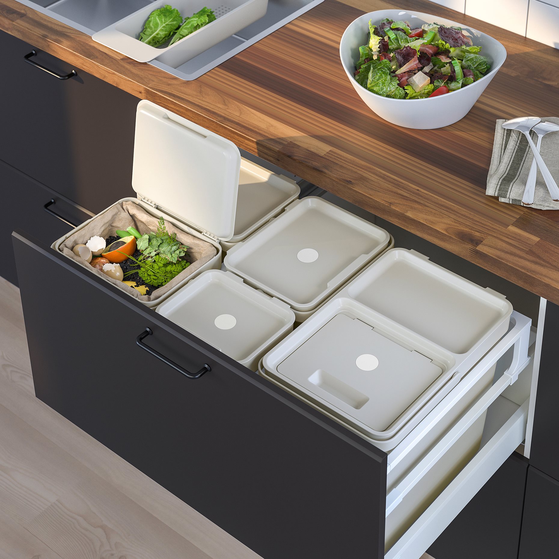 HÅLLBAR, waste sorting solution for METOD kitchen drawer ventilated, 55 l, 693.089.26