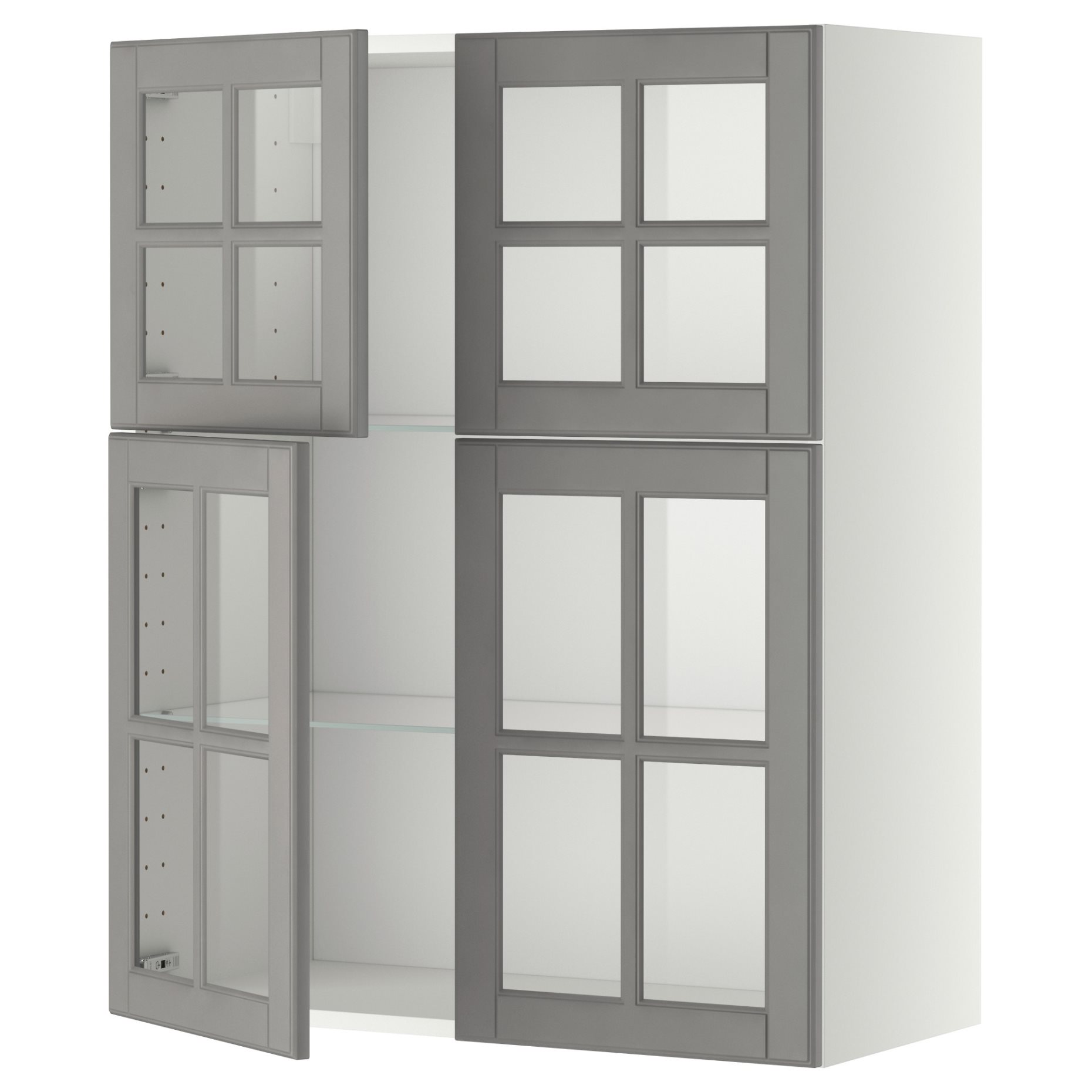 METOD, wall cabinet with shelves/4 glass doors, 80x100 cm, 693.949.62