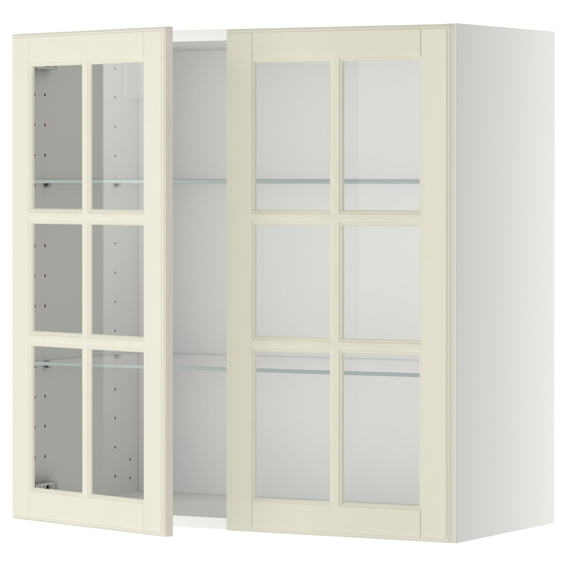 METOD, ντουλάπι τοίχου με ράφια/2 γυάλινες πόρτες, 80x80 cm, 693.949.81