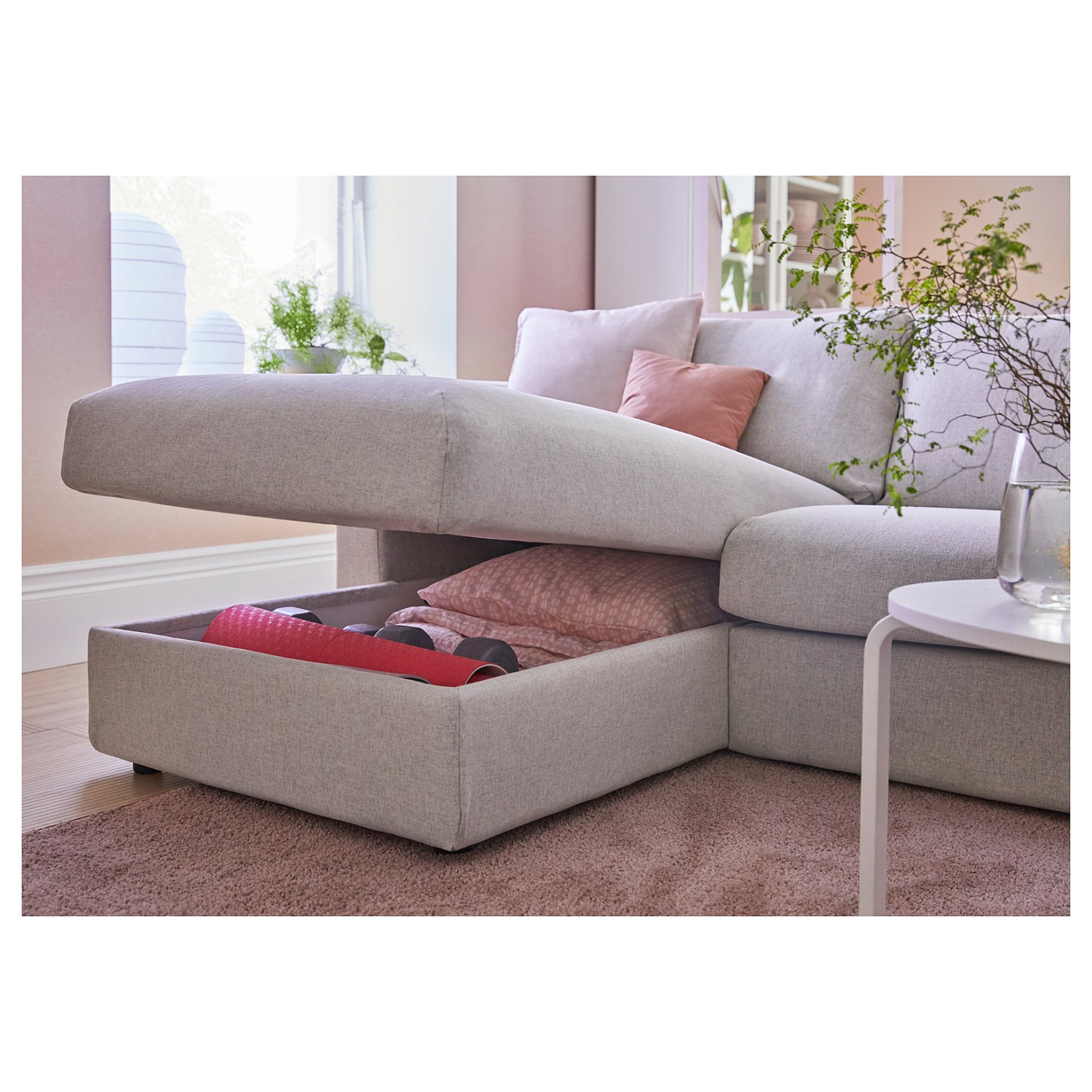 VIMLE, 3-seat sofa with chaise longue with headrest with wide armrests, 694.013.02