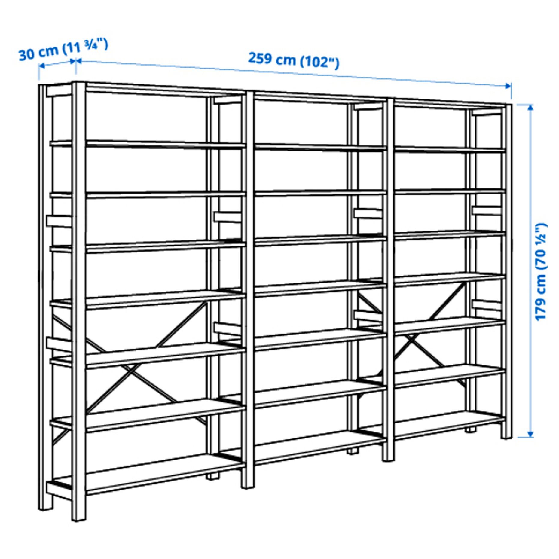 IVAR, 3 sections/shelves, 259x30x179 cm, 694.039.47