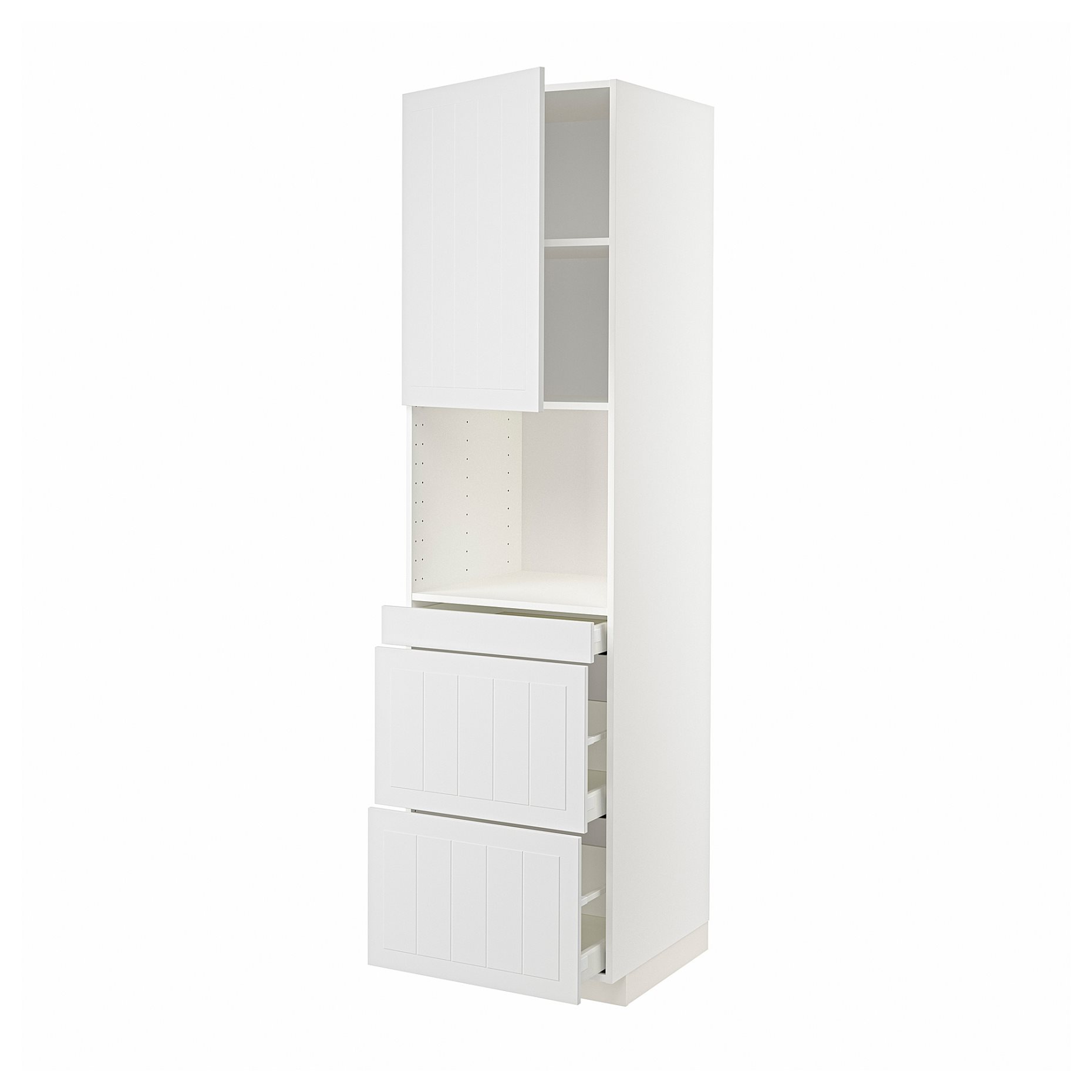 METOD/MAXIMERA, high cabinet for microwave combi with door/3 drawers, 60x60x220 cm, 694.575.15