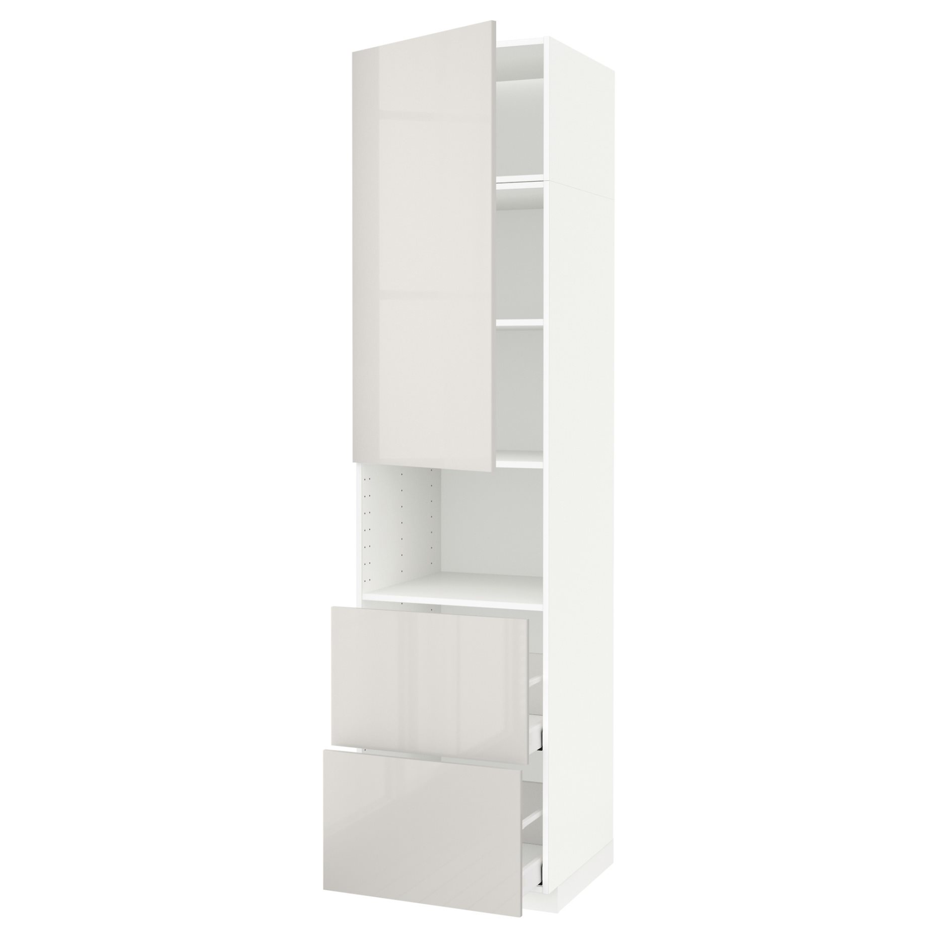 METOD/MAXIMERA, ψηλό ντουλάπι για φούρνο μικρoκυμάτων με πόρτα/2 συρτάρια, 60x60x240 cm, 694.599.63