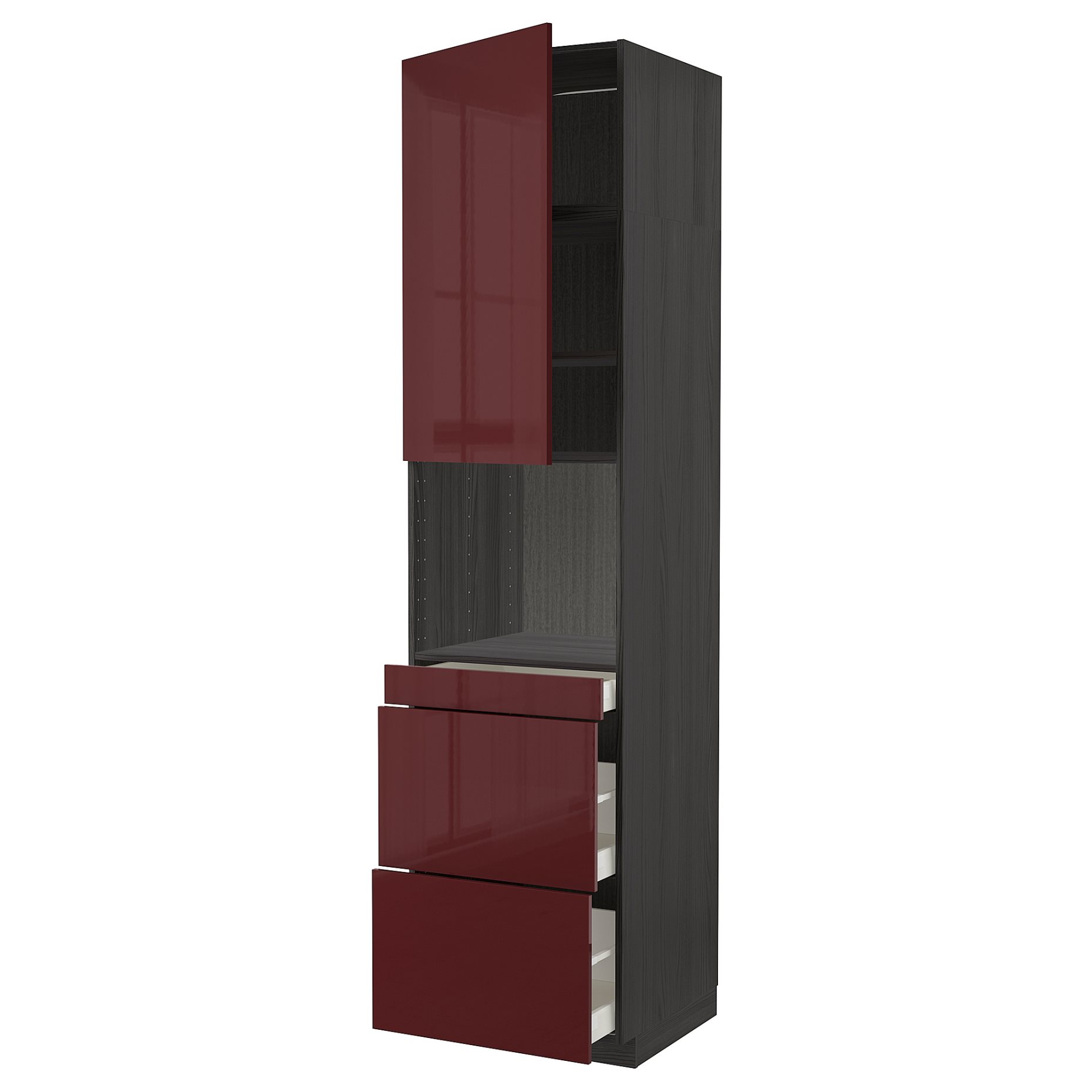 METOD/MAXIMERA, ψηλό ντουλάπι για φούρνο μικρoκυμάτων με αερόθερμο/πόρτα/3 συρτάρια, 60x60x240 cm, 694.683.97