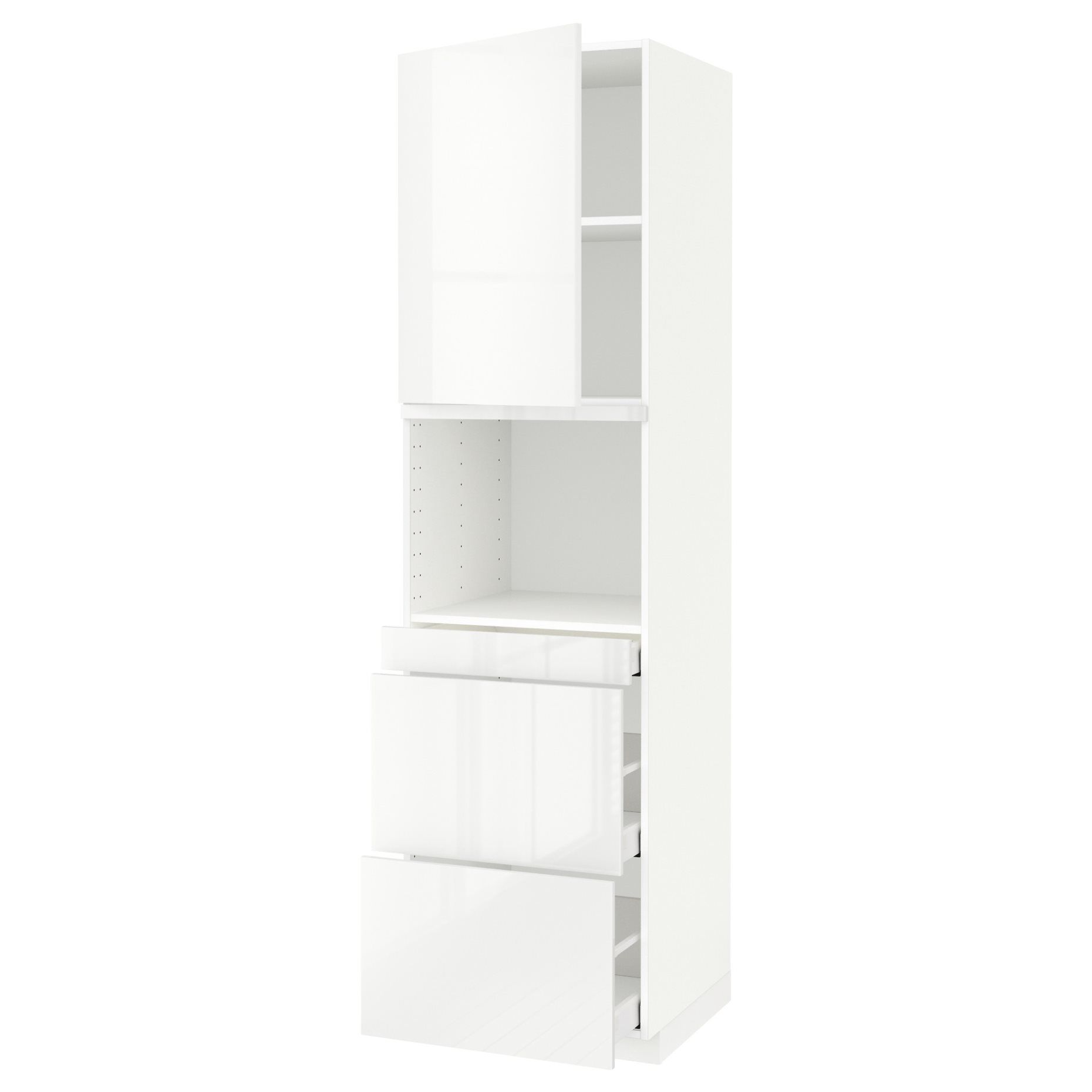 METOD/MAXIMERA, high cabinet for microwave combi with door/3 drawers, 60x60x220 cm, 694.689.48