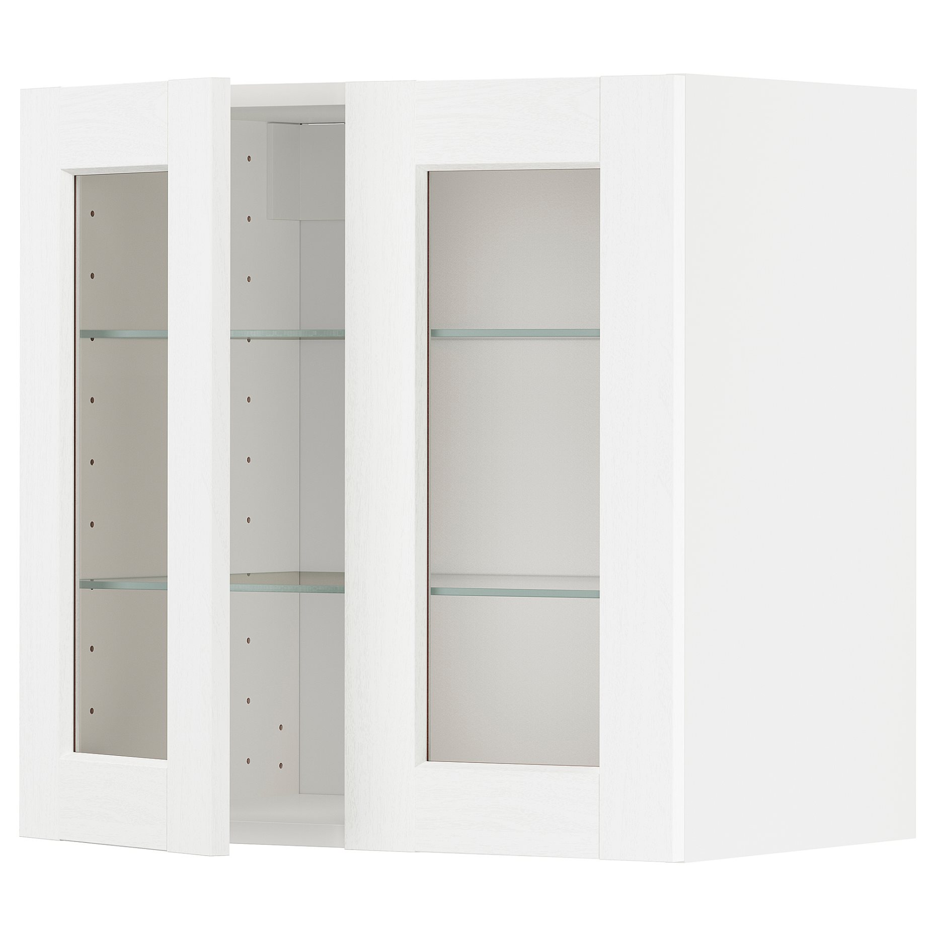 METOD, wall cabinet with shelves/2 glass doors, 60x60 cm, 694.734.74