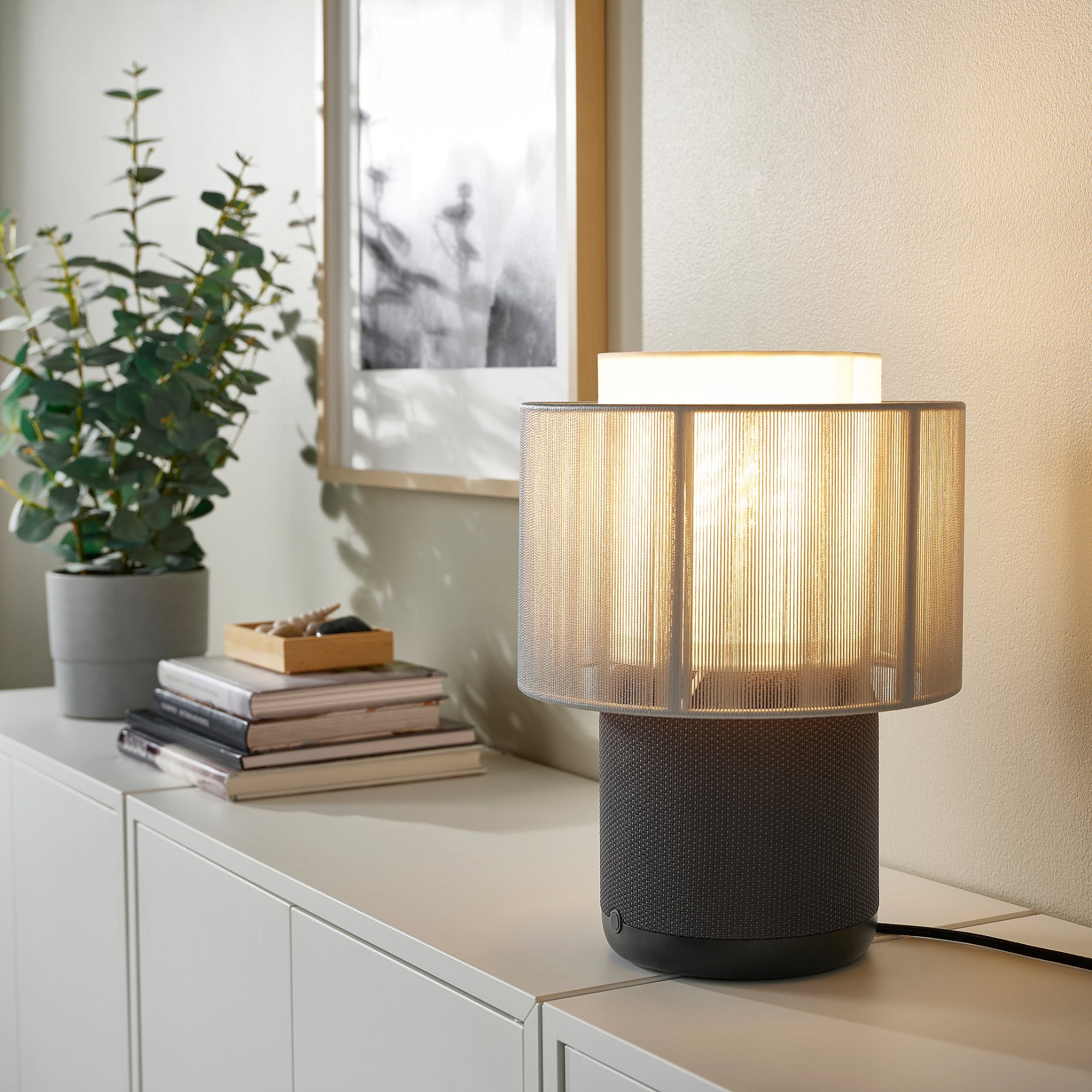 SYMFONISK, speaker lamp with Wi-Fi, textile shade, 694.825.48