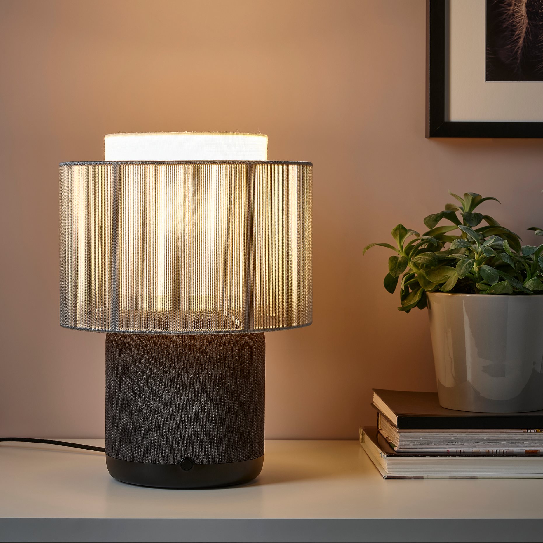 SYMFONISK, speaker lamp with Wi-Fi, textile shade, 694.825.48