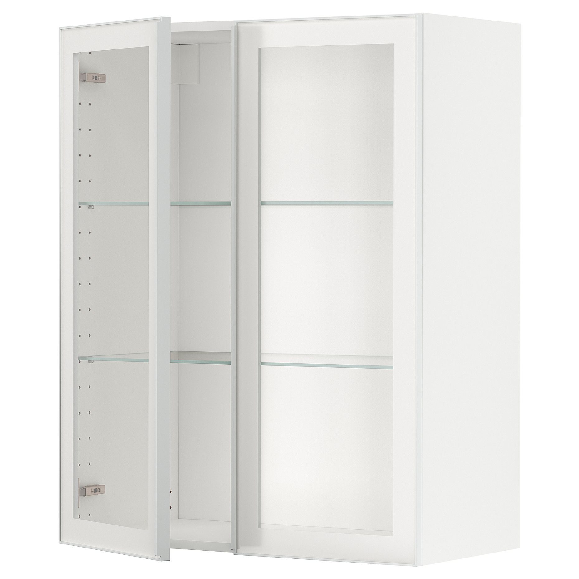 METOD, wall cabinet with shelves/2 glass doors, 80x100 cm, 694.905.72