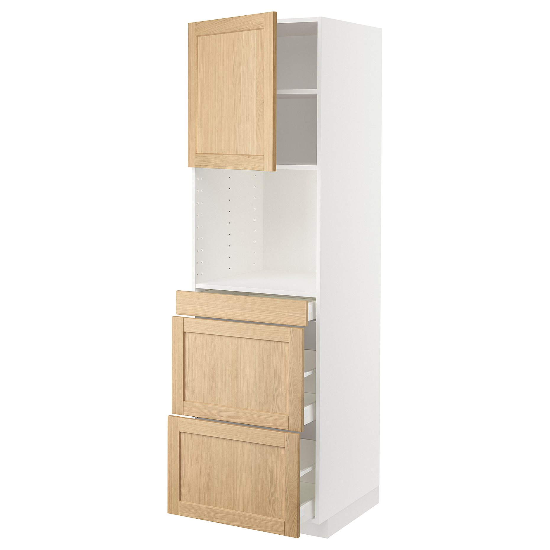 METOD, high cabinet for microwave combi with door/3 drawers, 60x60x200 cm, 695.095.62