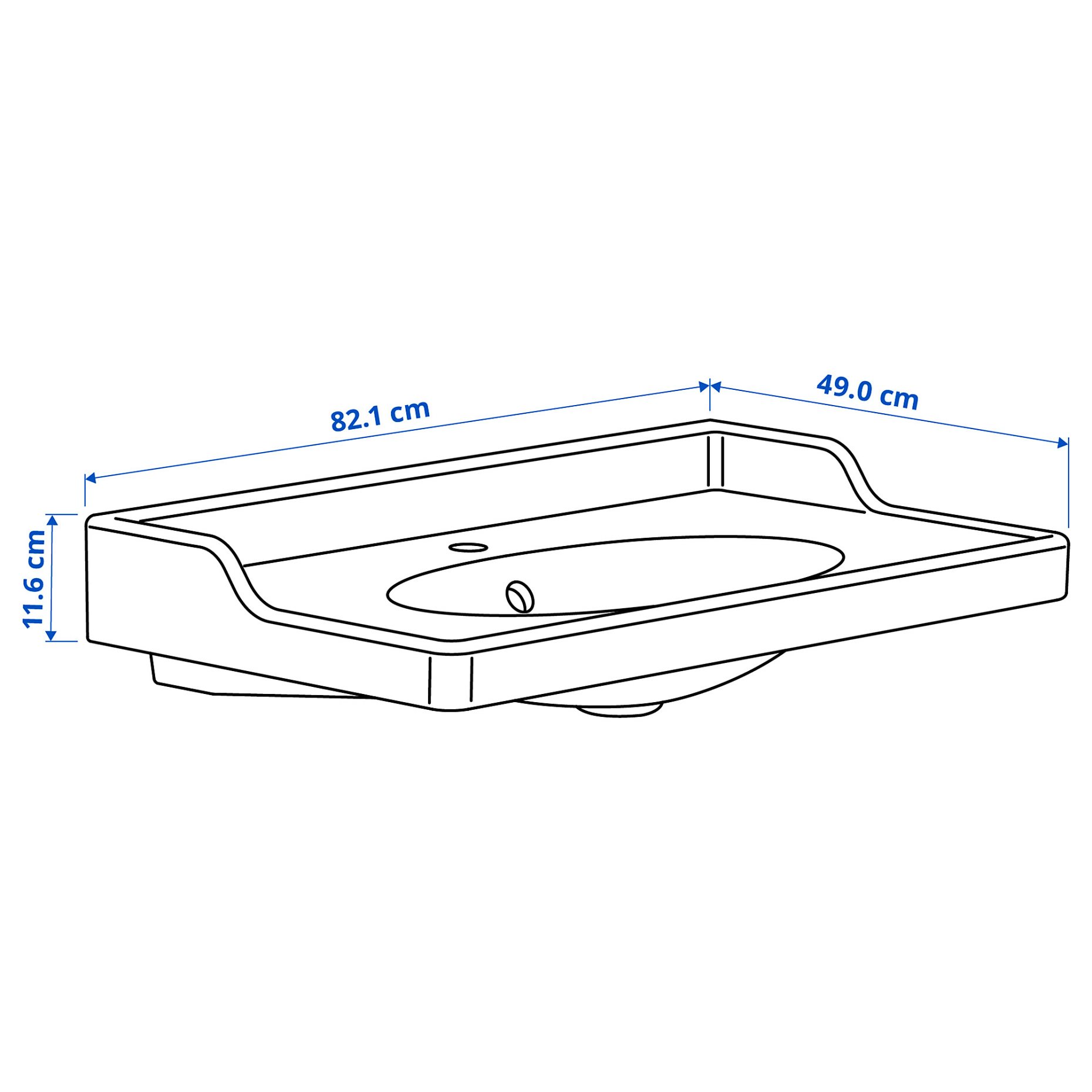 RUTSJON, wash-basin with water trap, 82x49 cm, 695.167.65