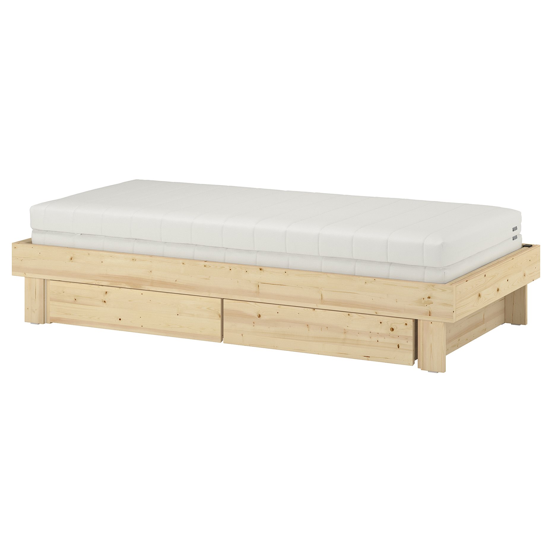 GLAMBERGET, extendable bed with storage and 2 mattresses, 80x200 cm, 695.683.54