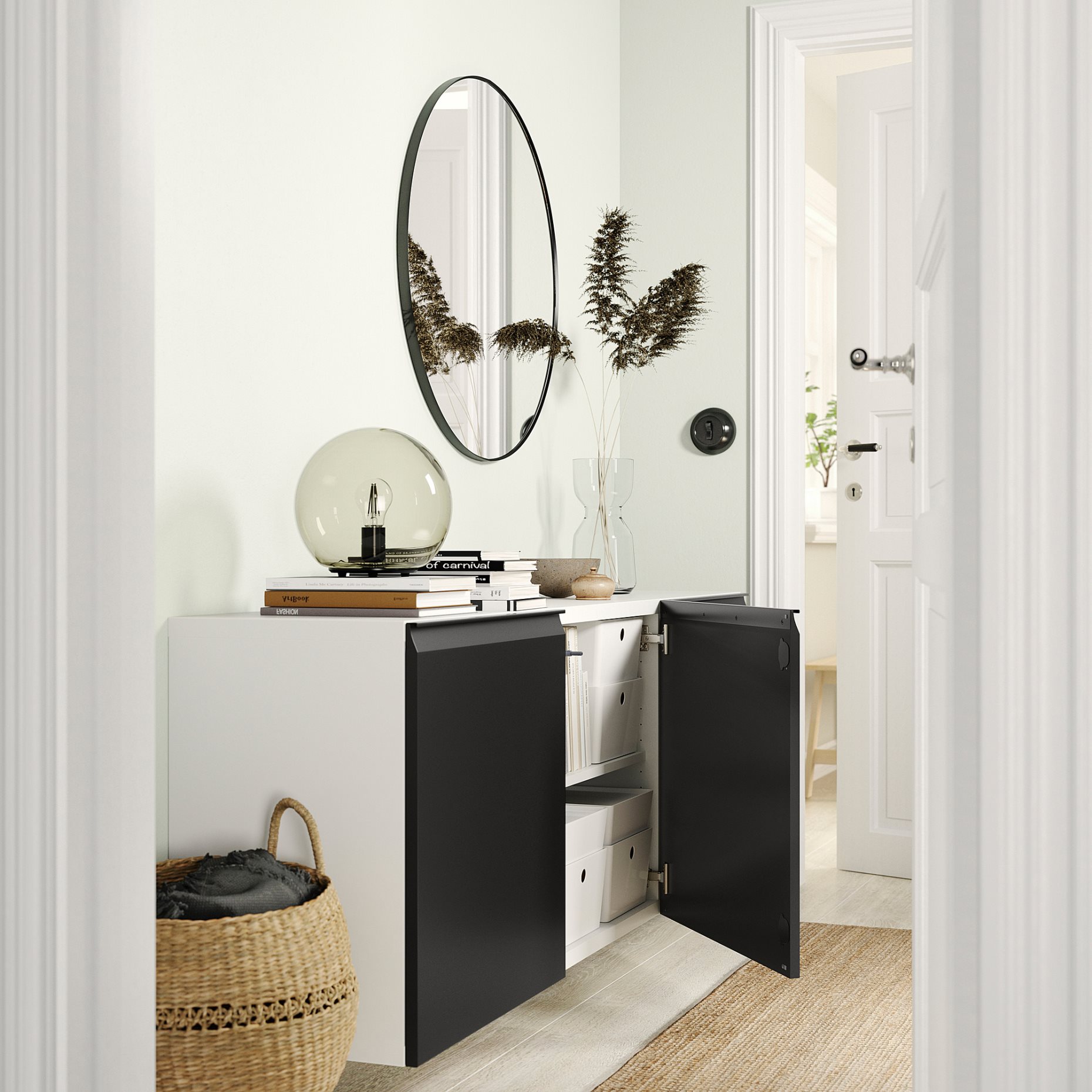 BESTÅ, wall-mounted cabinet combination, 180x42x64 cm, 695.693.44