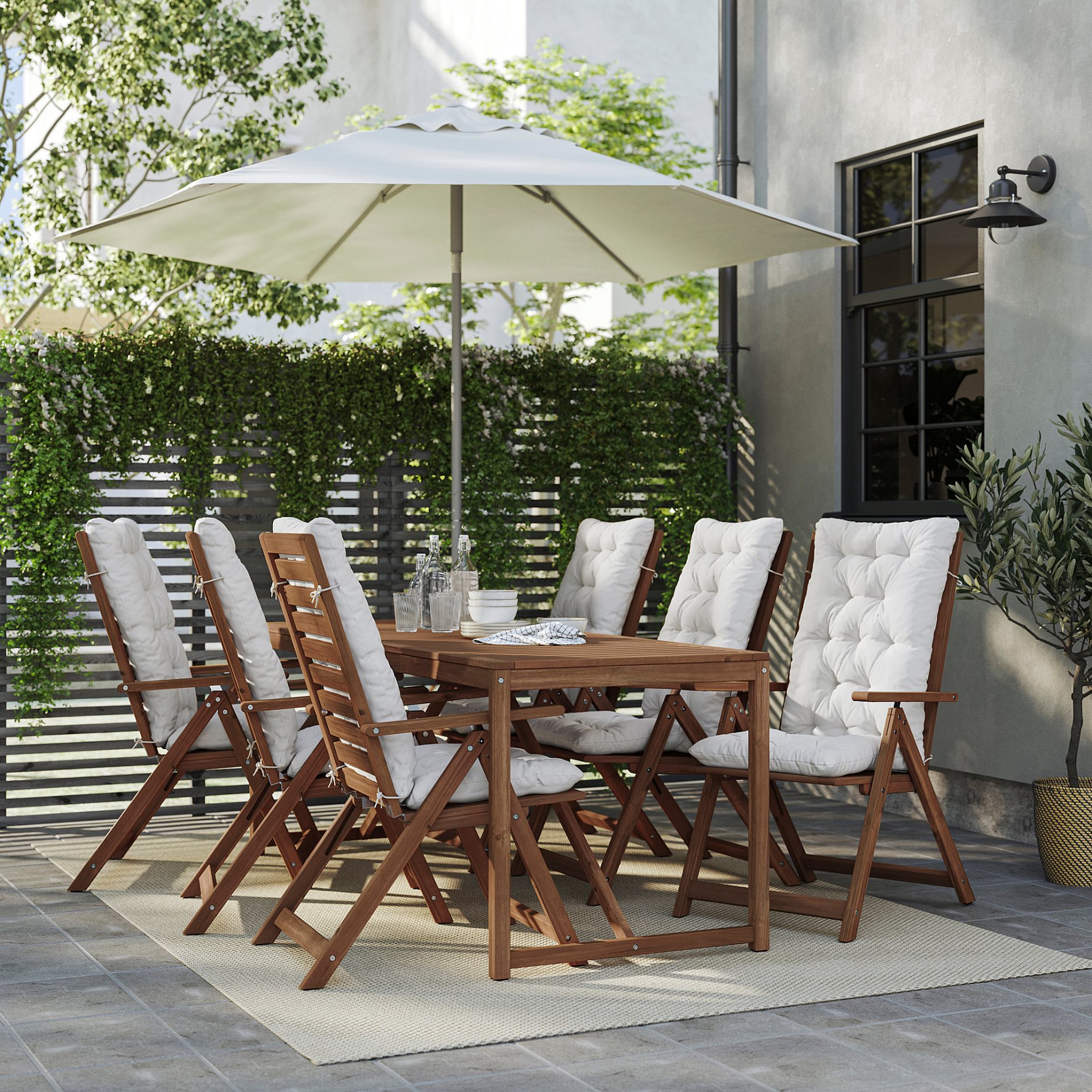 NÄMMARÖ, table with 6 reclining chairs/outdoor, 200x75 cm, 695.753.02