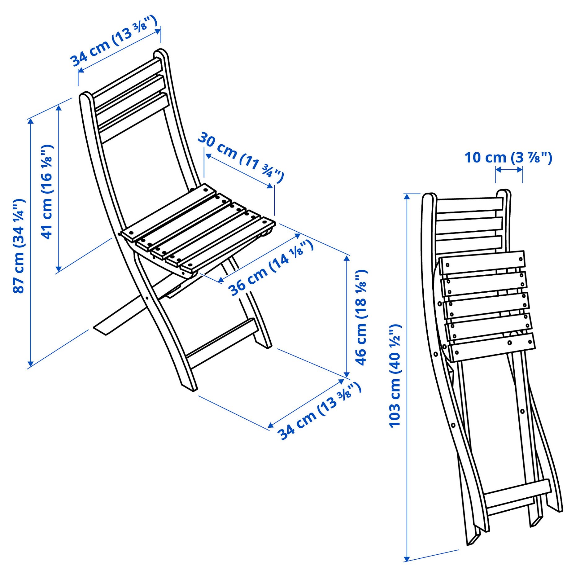 ASKHOLMEN, table for wall and 2 chrairs/foldable/outdoor, 70x44 cm, 695.782.49
