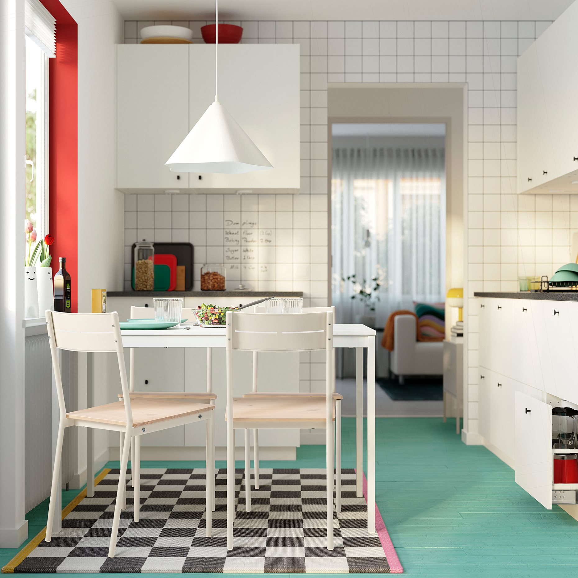 VIHALS/BUSLÄTT, τραπέζι και 4 καρέκλες, 125x74 cm, 695.904.73