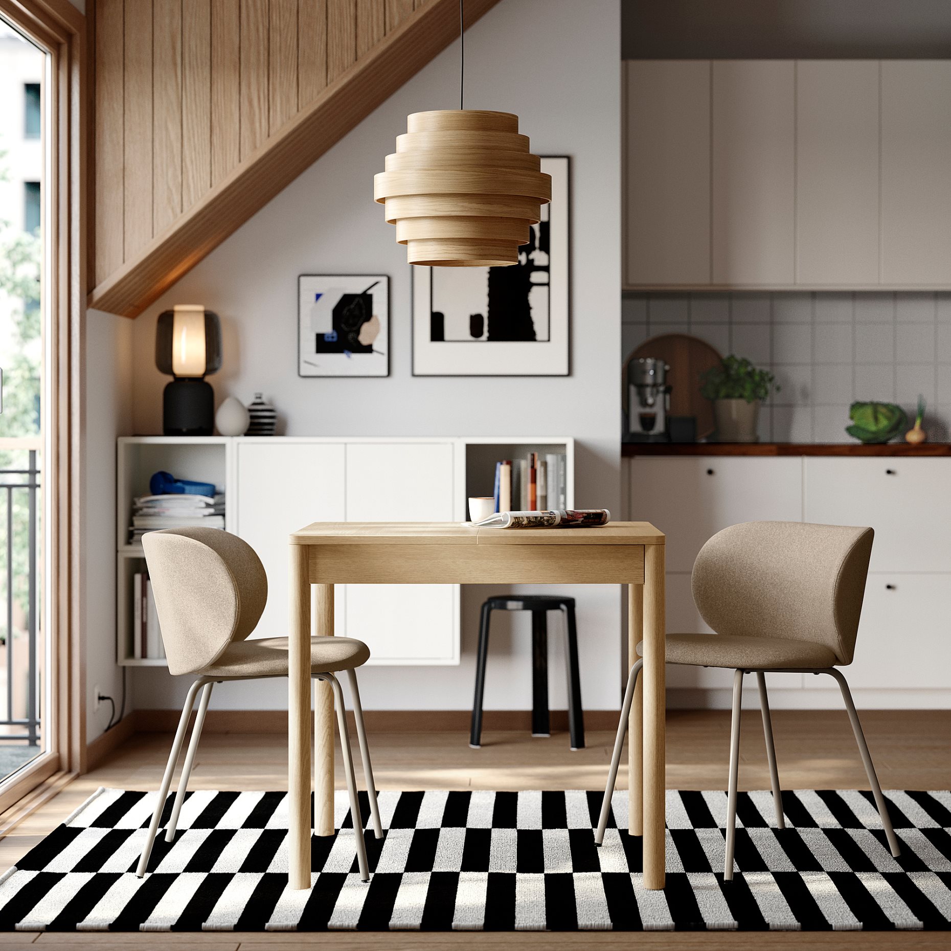 TONSTAD/KRYLBO, table and 2 chairs, 80/120x70 cm, 695.966.58