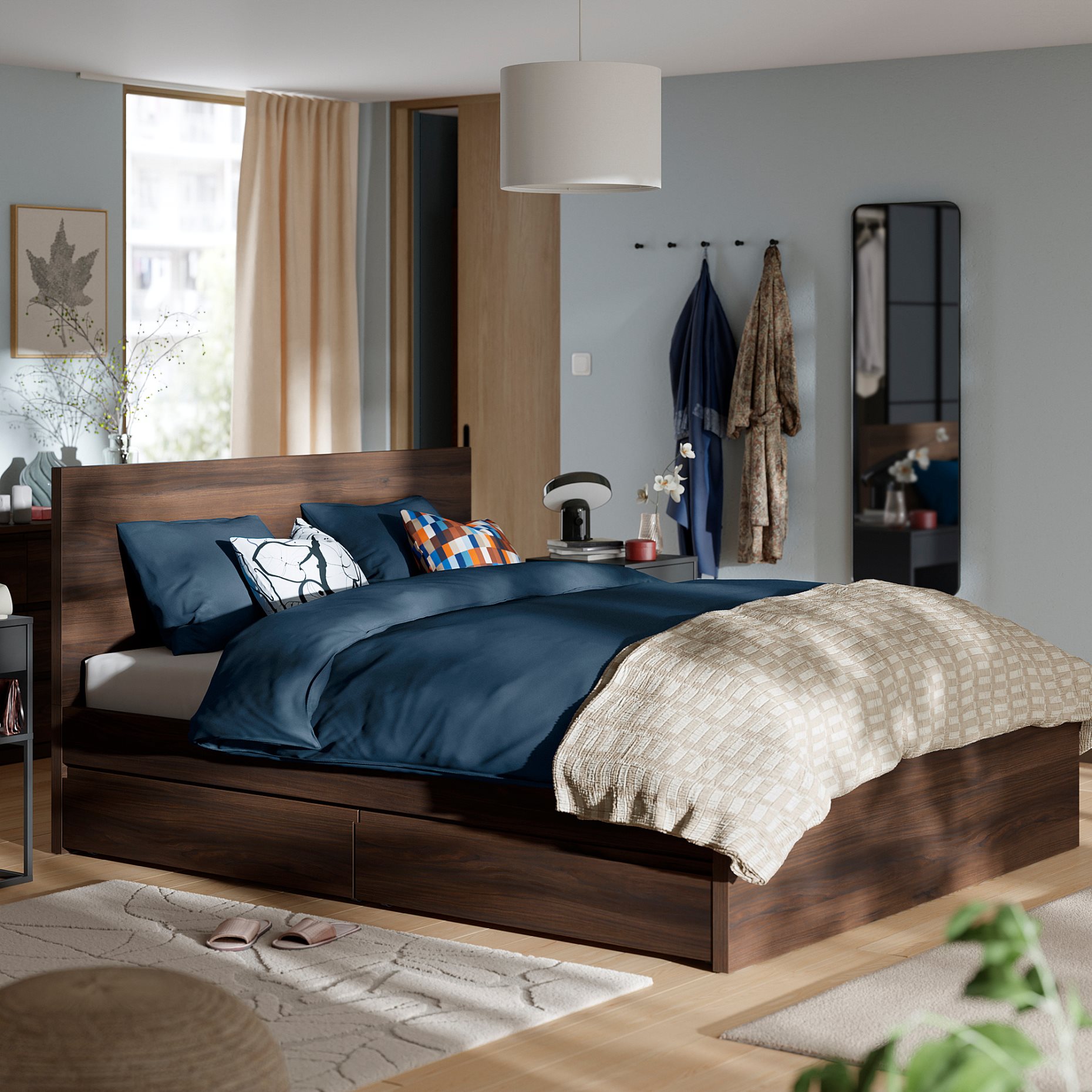 STORKLINTA, σκελετός κρεβατιού με 4 κουτιά αποθήκευσης, 160x200 cm, 696.279.90