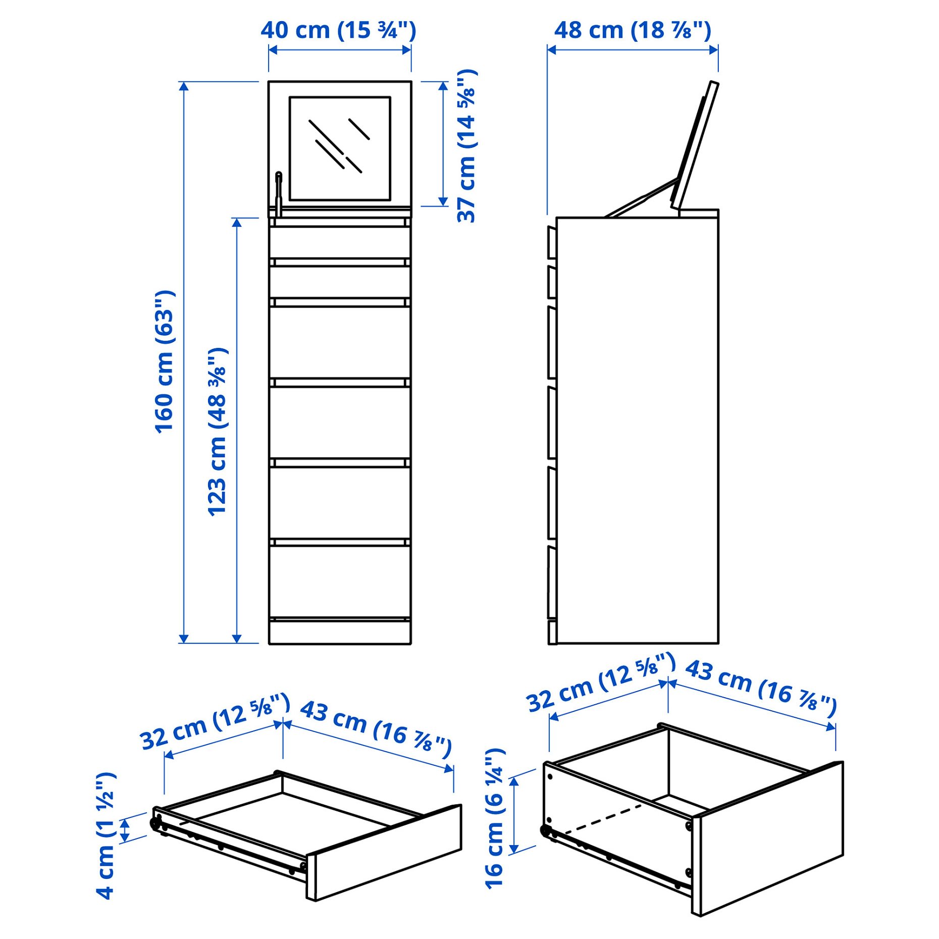 MALM, chest of 6 drawers, 704.035.93