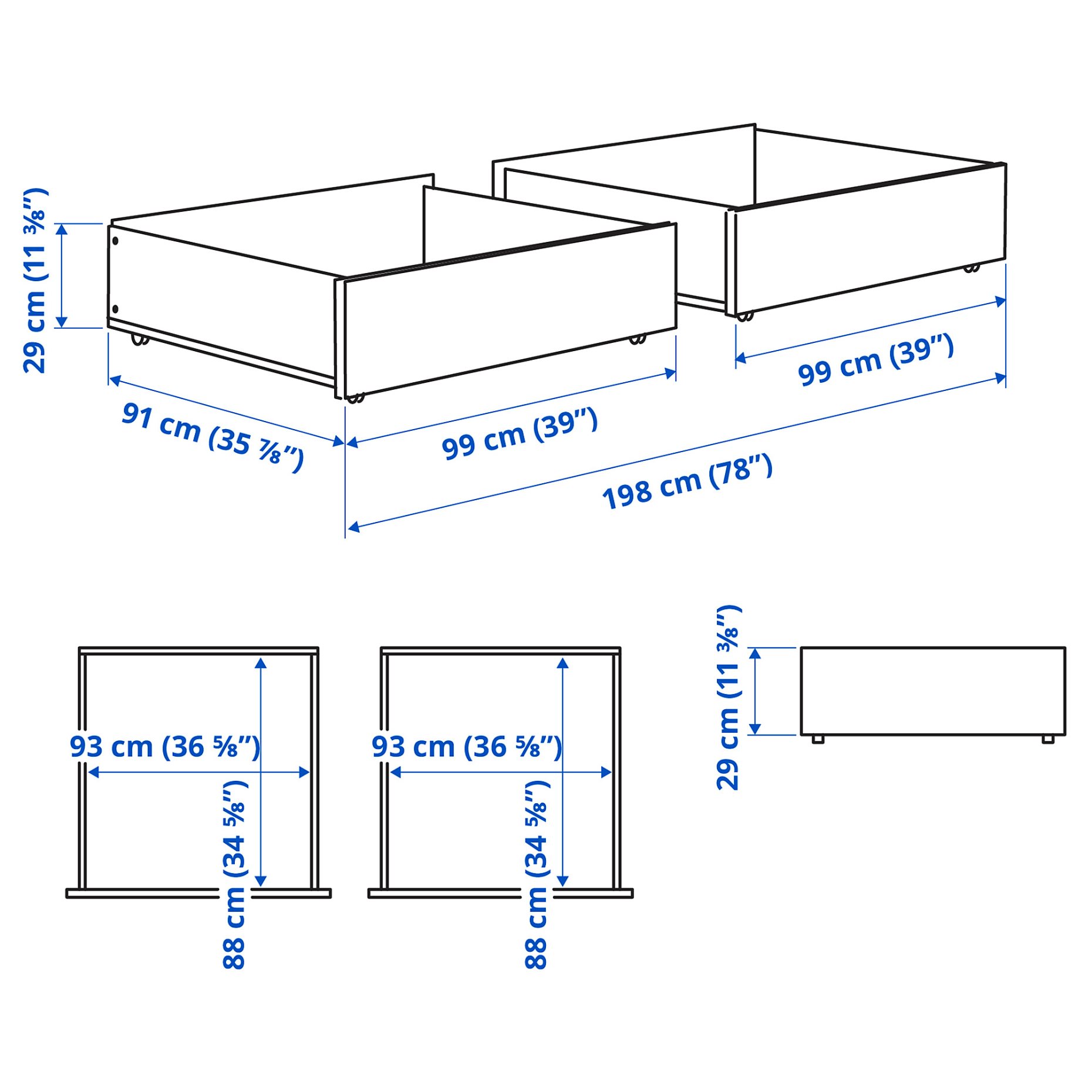 SMYGA, bed storage box, 99x91x29 cm, 705.078.21