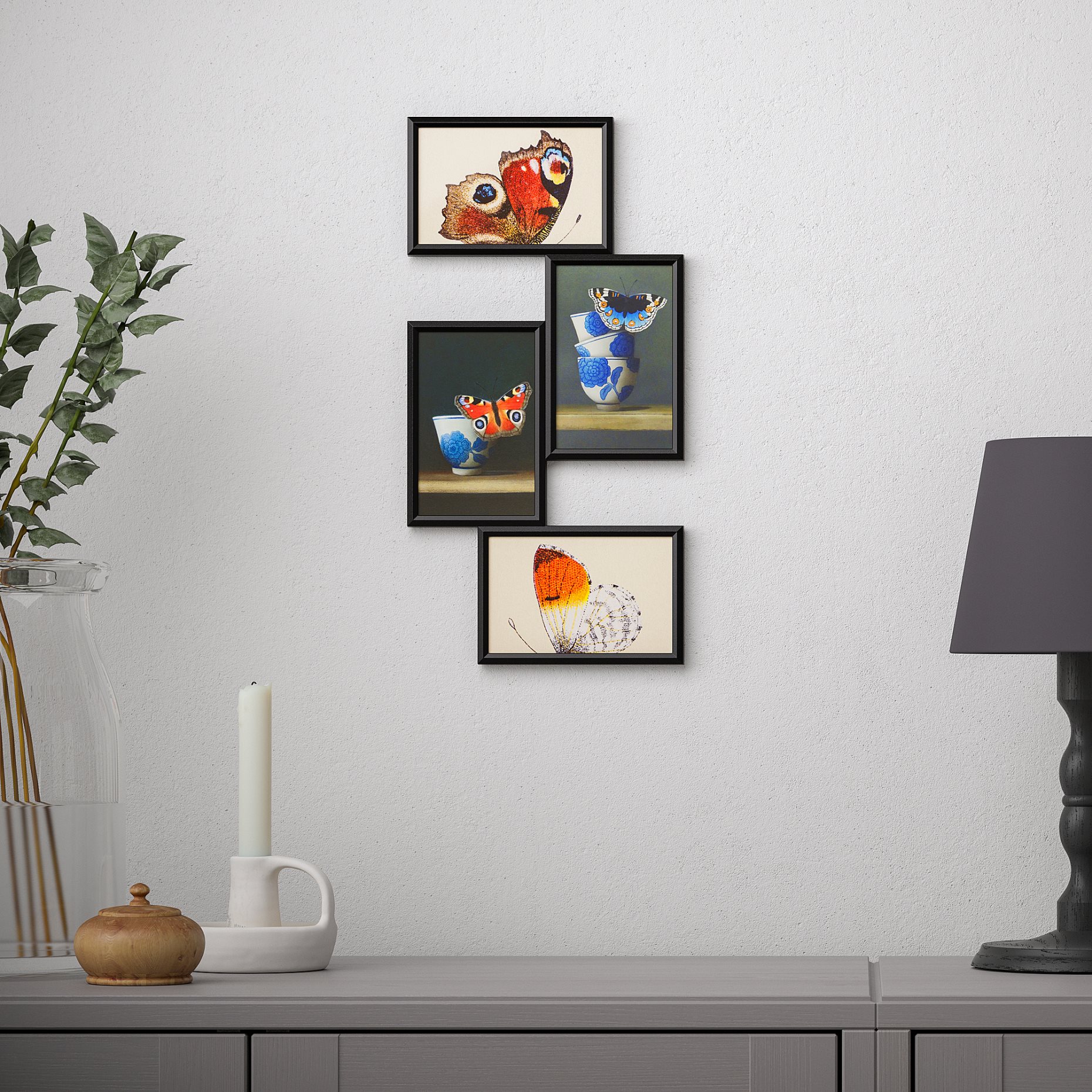 YLLEVAD, καλλιτεχνική κάρτα/τέσσερις πεταλούδες, 4 τεμ. 10x15 cm, 705.680.51