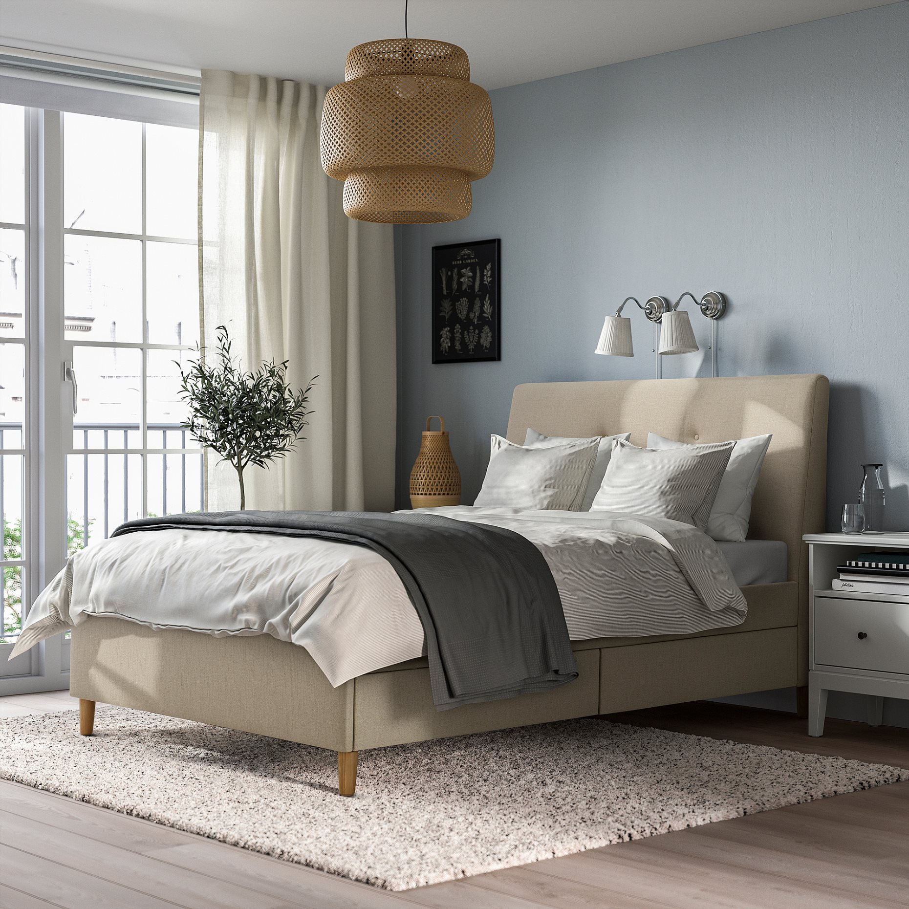 IDANÄS, upholstered storage bed, 140x200 cm, 705.880.92