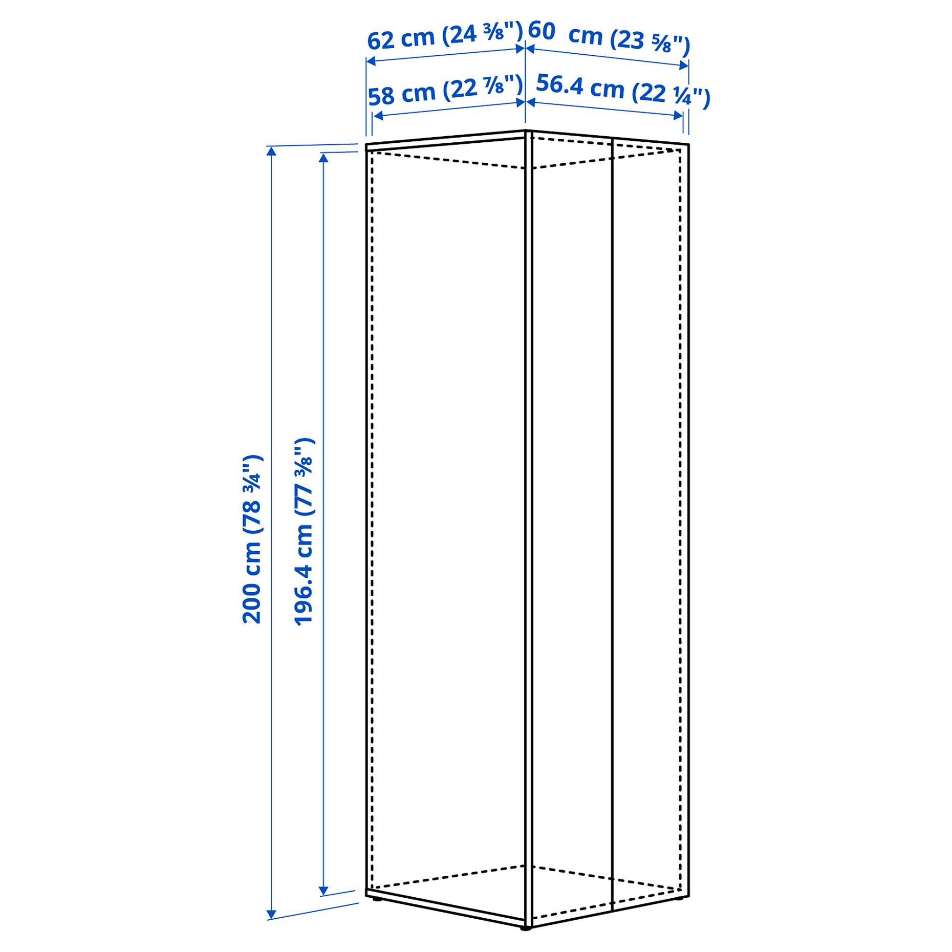 LASTARE, frame with doors, 60x62x200 cm, 705.964.69