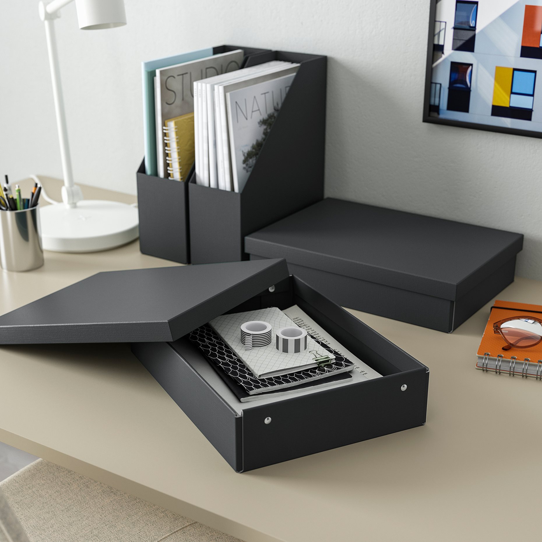 FJÄDERHARV, storage box with lid, 25x35x8 cm, 705.968.98