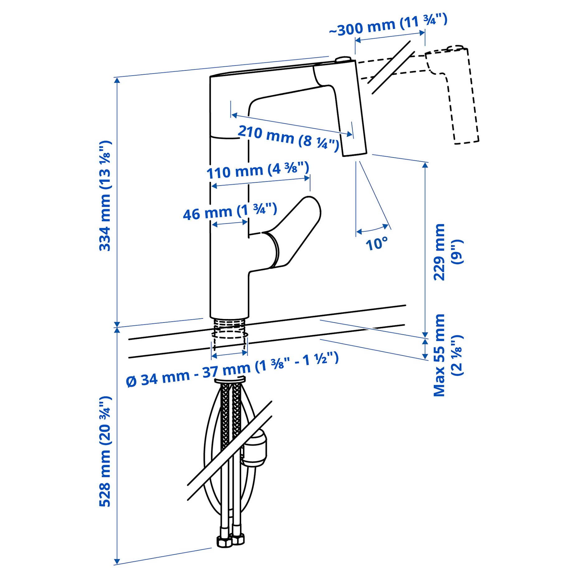 MAJSJÖN, kitchen mixer tap pull out with spray, 706.019.13