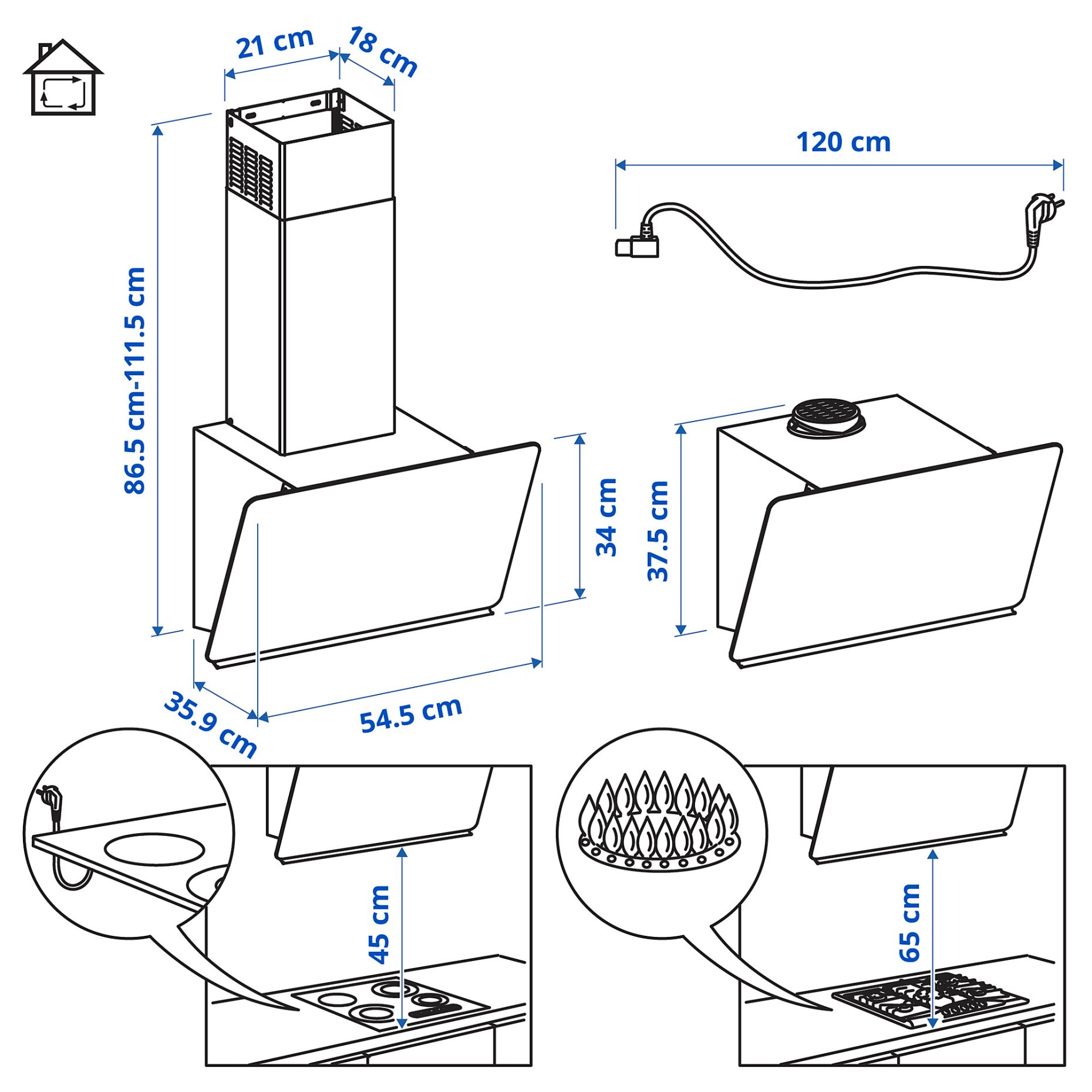 STACKBO, απορροφητήρας τοίχου/IKEA 300, 55 cm, 706.023.71