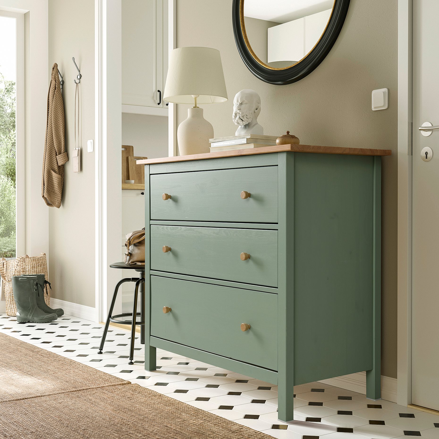 HEMNES, συρταριέρα με 3 συρτάρια, 108x96 cm, 706.107.38