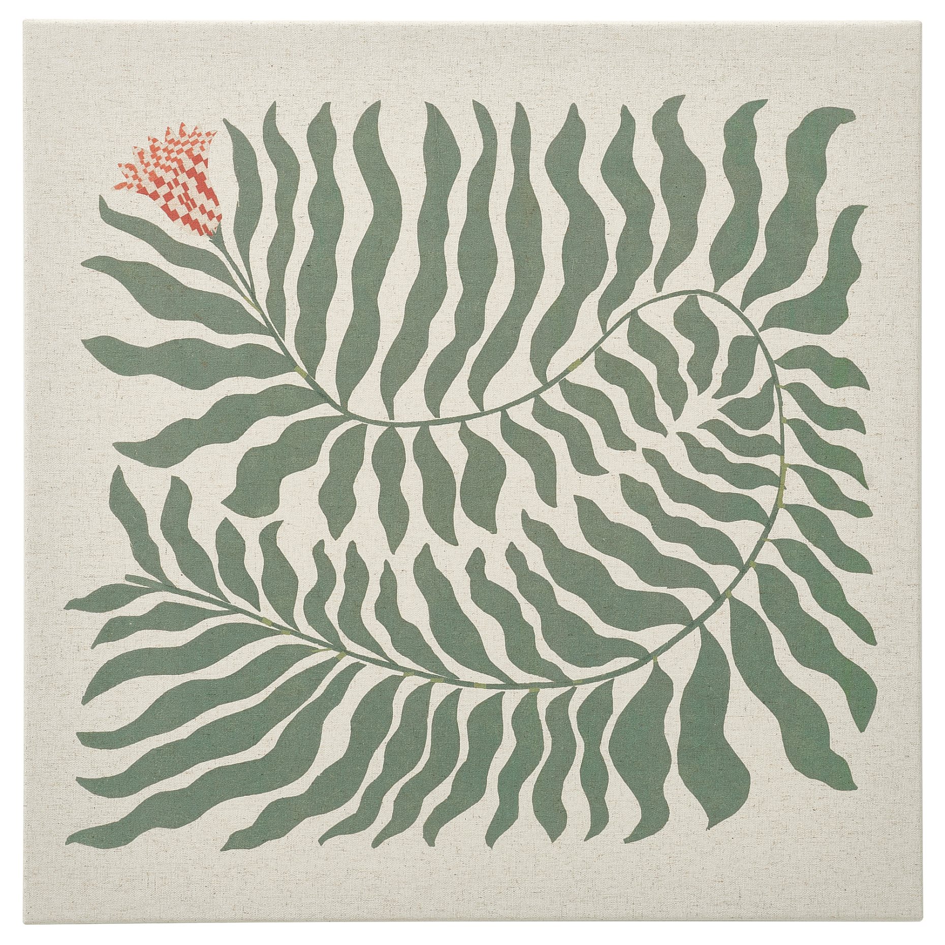 GRÖNMES, picture/checkered flower, 56x56 cm, 706.240.09