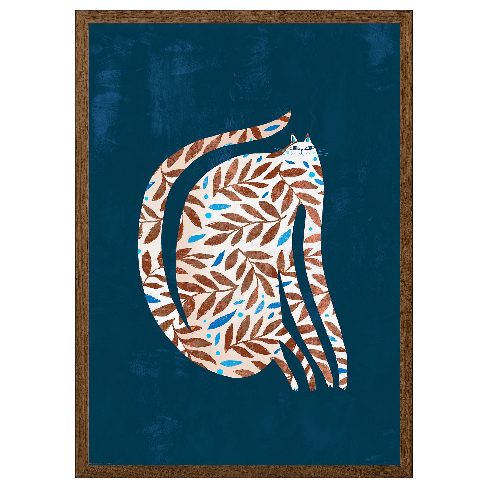 RODALM, frame with poster/leaf cat, 50x70 cm, 706.240.14