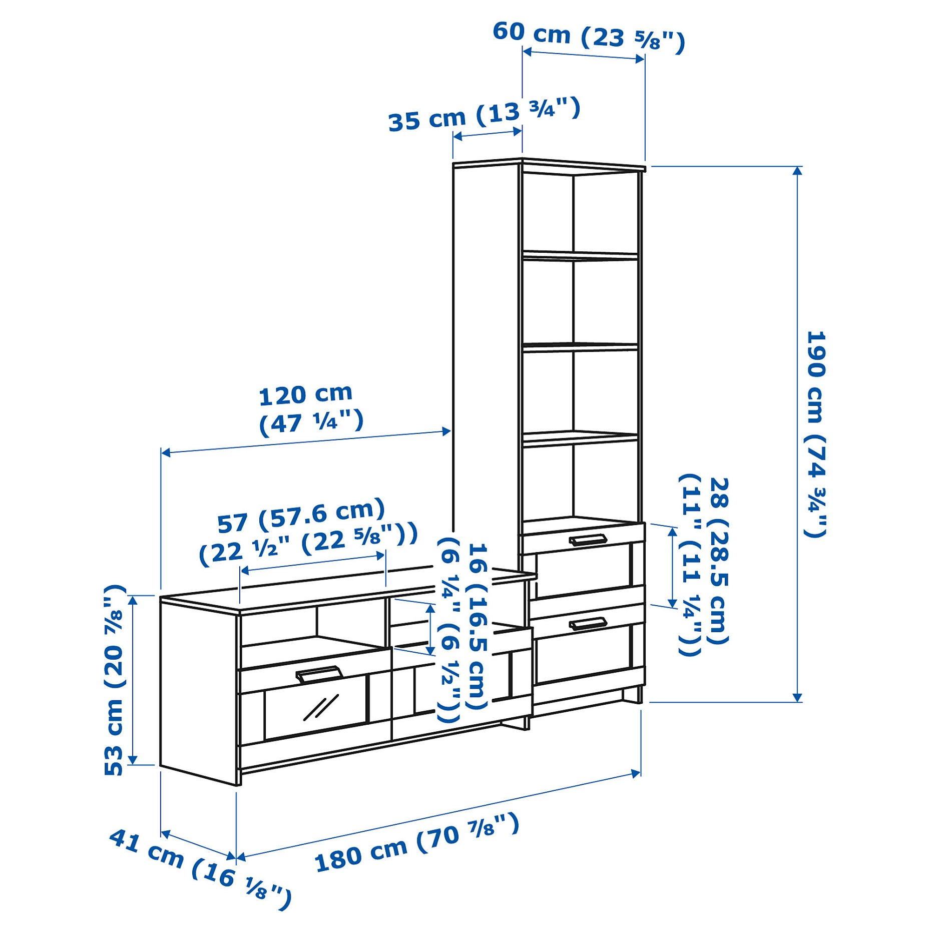 BRIMNES, TV storage combination, 791.843.41