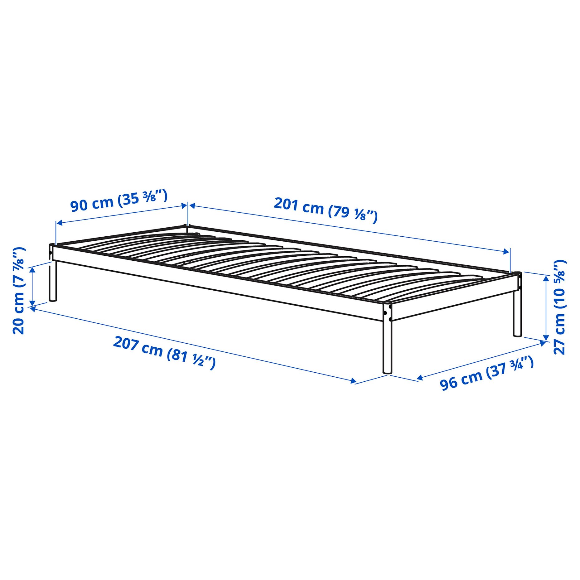 VEVELSTAD, bed frame with 2 headboards, 90x200 cm, 794.418.02