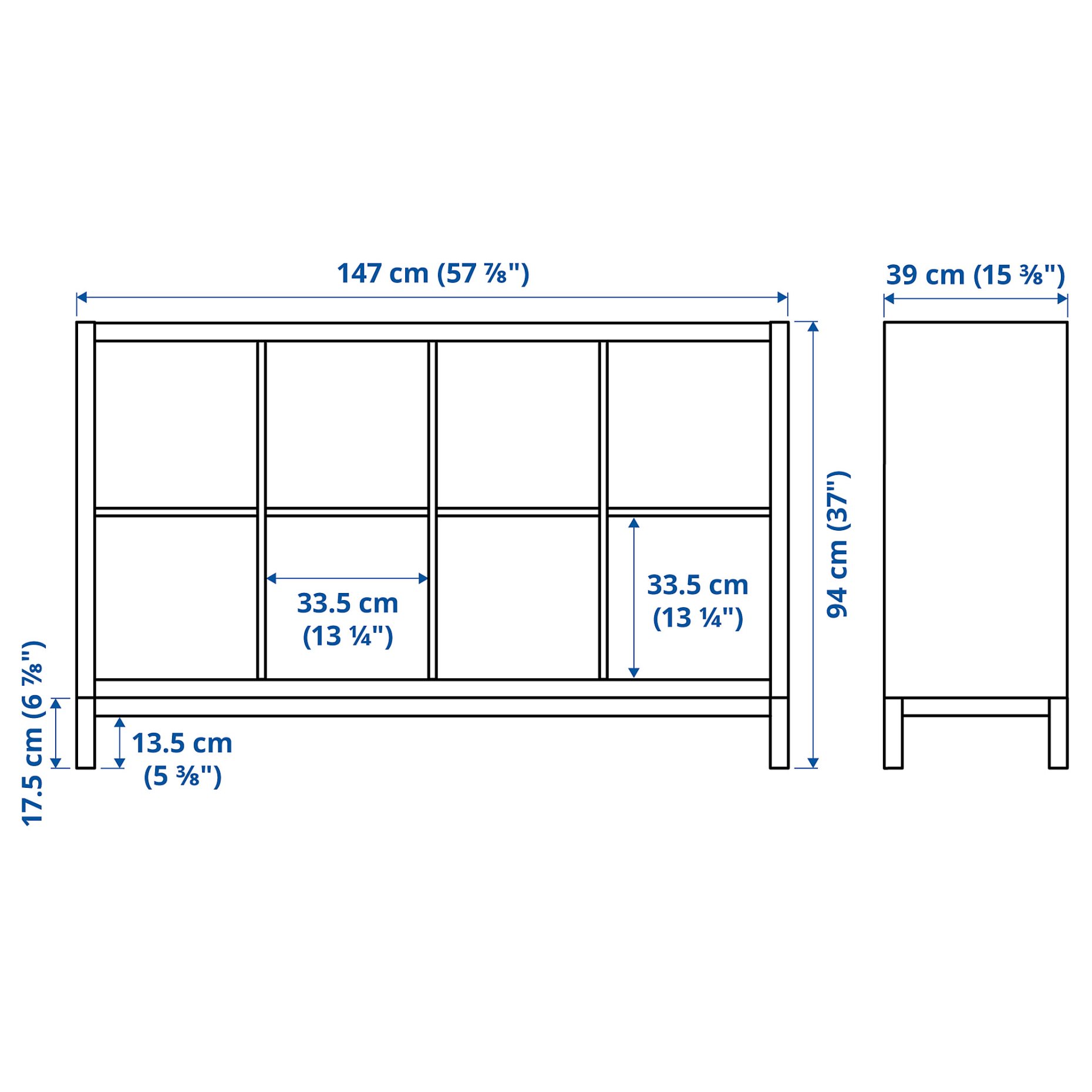 KALLAX, shelving unit with underframe/high-gloss, 147x94 cm, 794.426.89