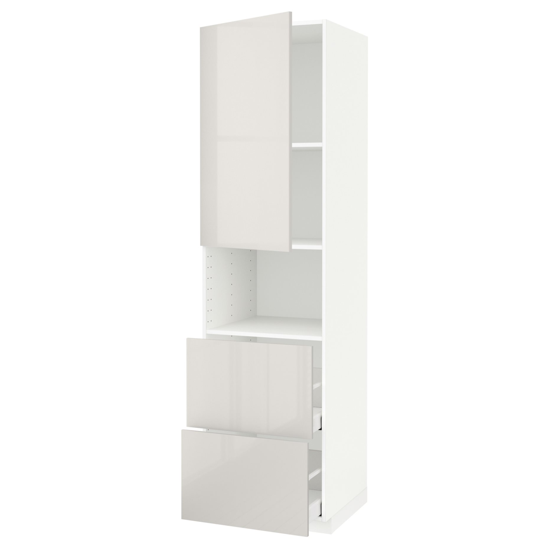 METOD/MAXIMERA, ψηλό ντουλάπι για φούρνο μικρoκυμάτων με πόρτα/2 συρτάρια, 60x60x220 cm, 794.554.36