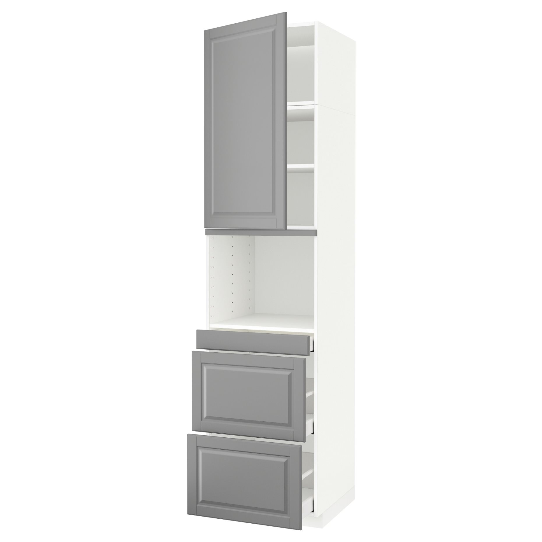 METOD/MAXIMERA, high cabinet for microwave combi with door/3 drawers, 60x60x240 cm, 794.622.91