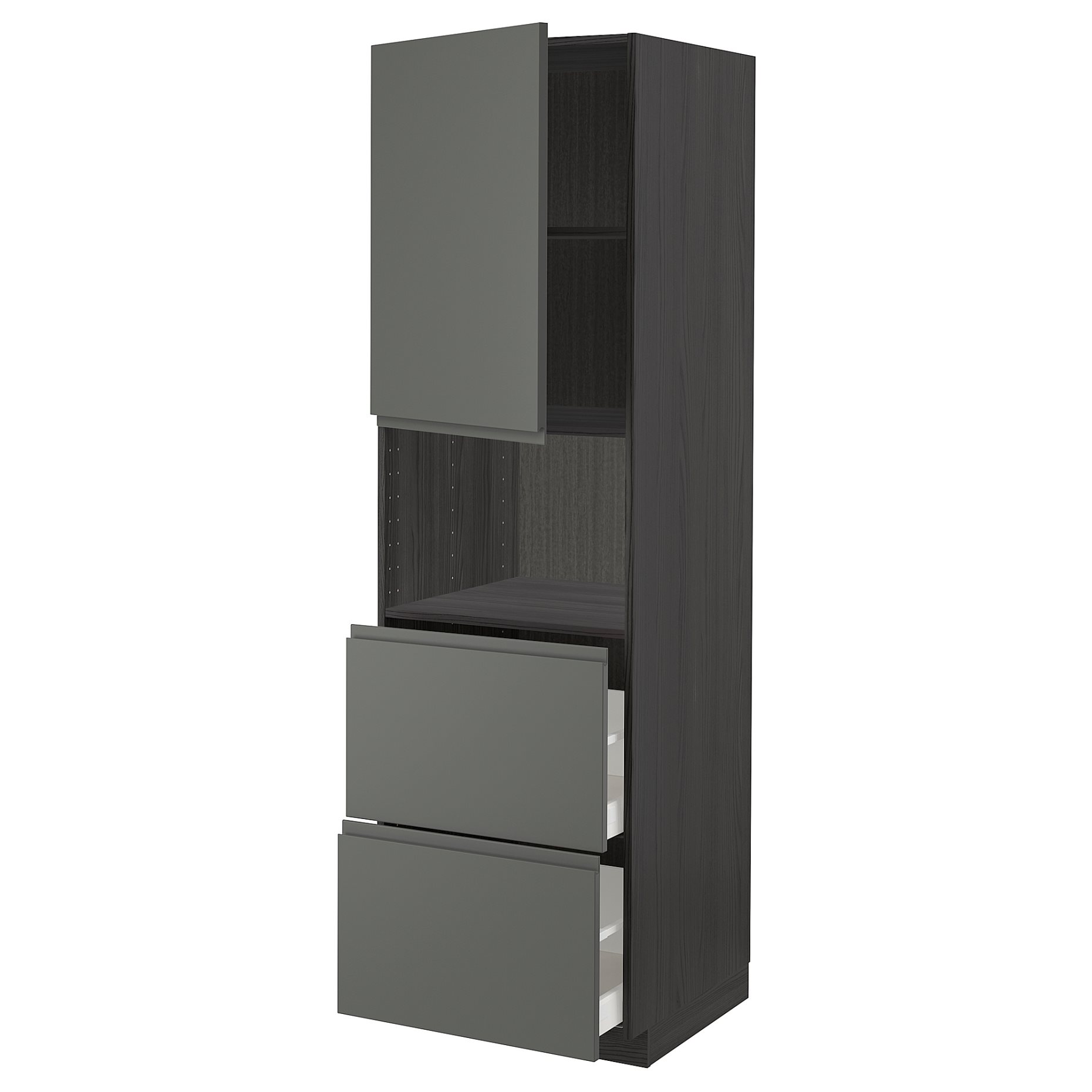 METOD/MAXIMERA, high cabinet for microwave with door/2 drawers, 60x60x200 cm, 794.632.62