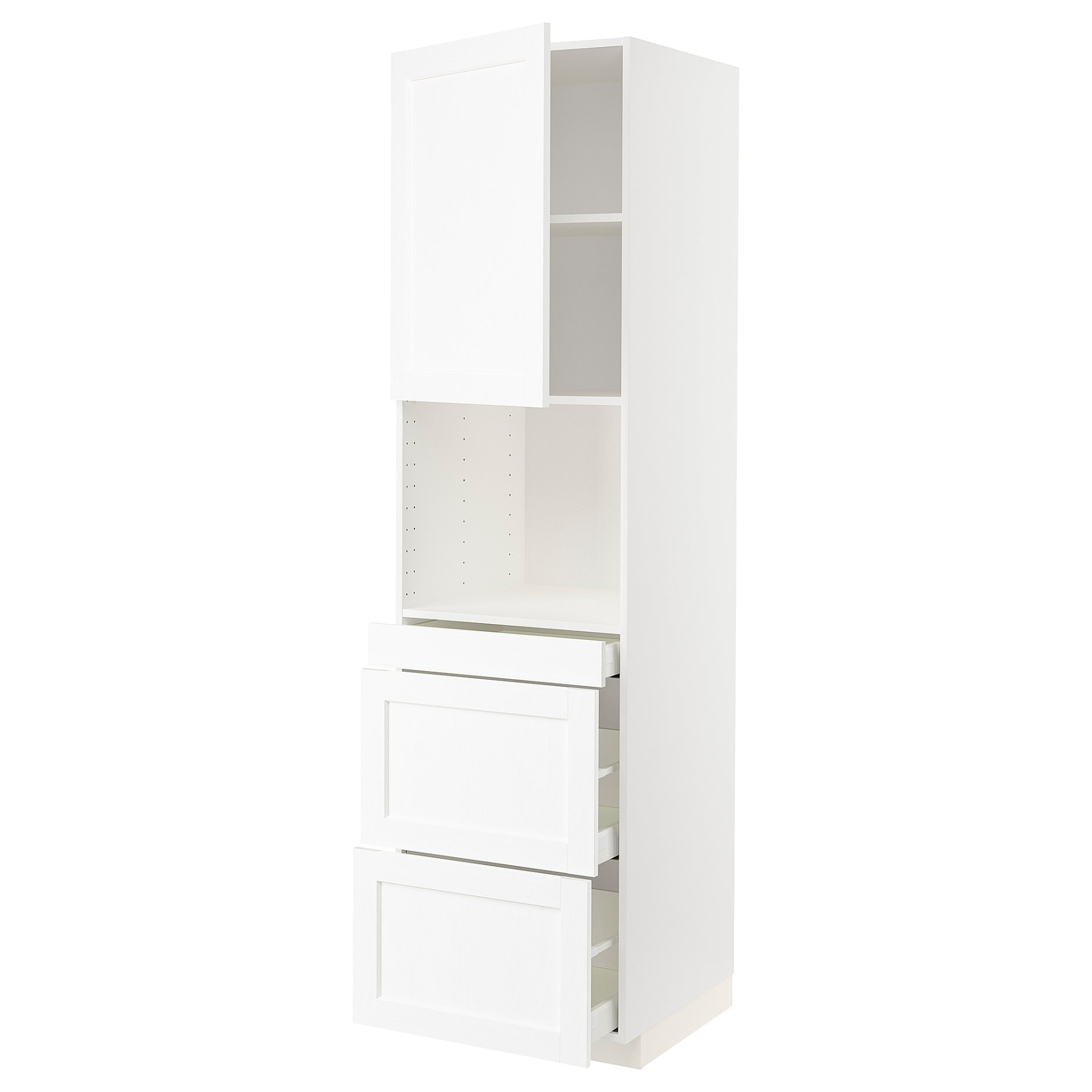 METOD/MAXIMERA, high cabinet for microwave combi with door/3 drawers, 60x60x220 cm, 794.733.60