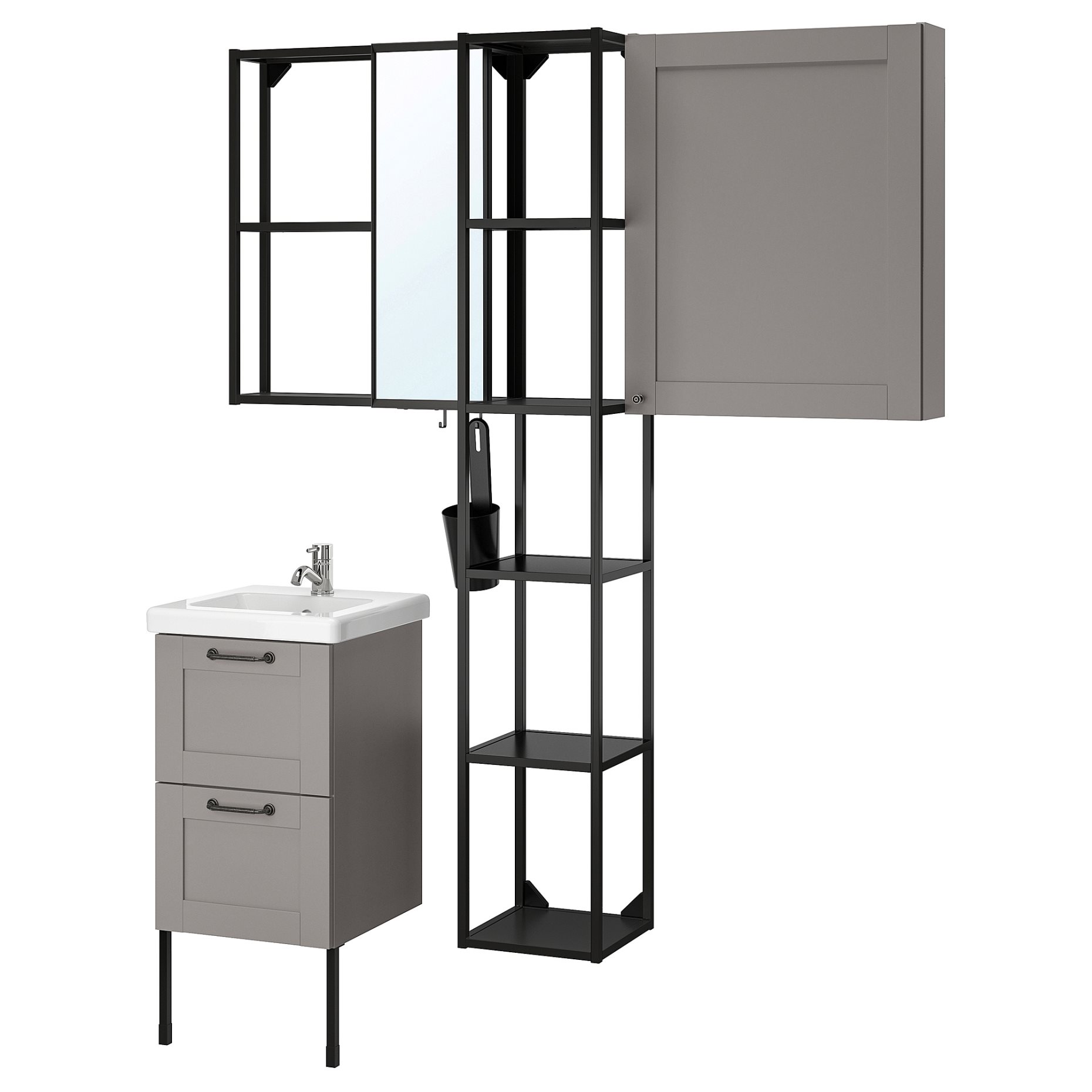 ENHET/TVALLEN, bathroom furniture set of 16, 44x43x87 cm, 794.799.13