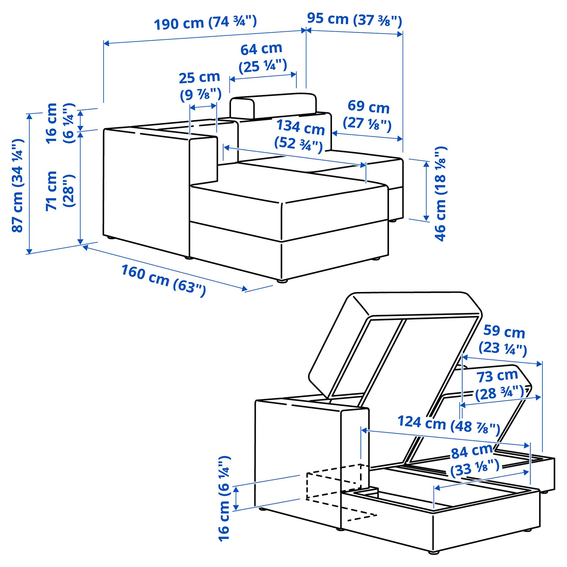 JÄTTEBO, 2,5-seat modular sofa with chaise longue/left with headrest, 794.900.91